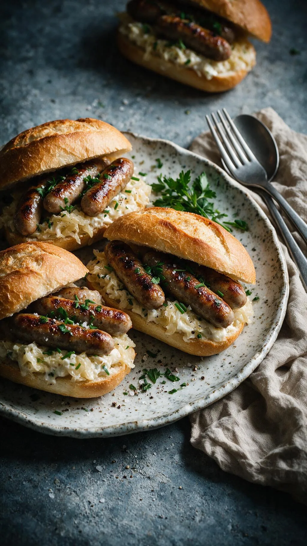 Bratwurst-Brötchen mit Sauerkraut