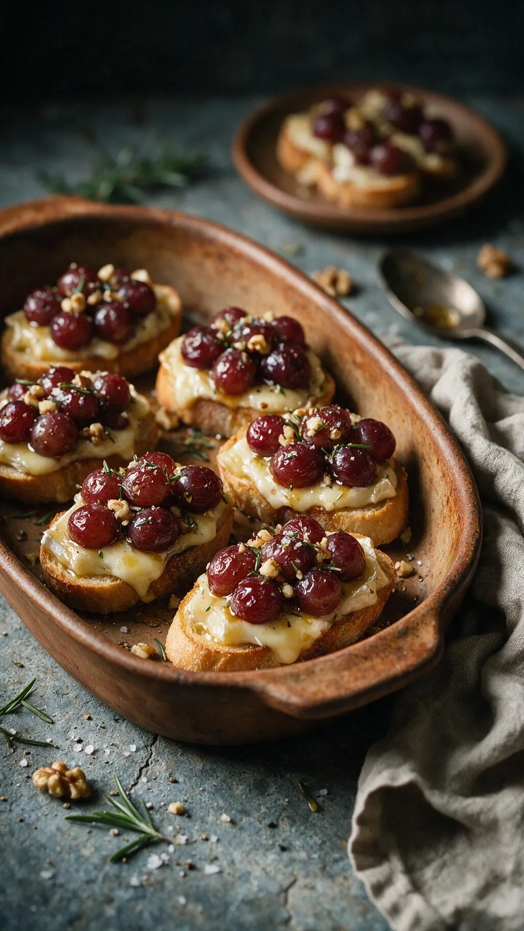 Brie-Crostini mit Trauben
