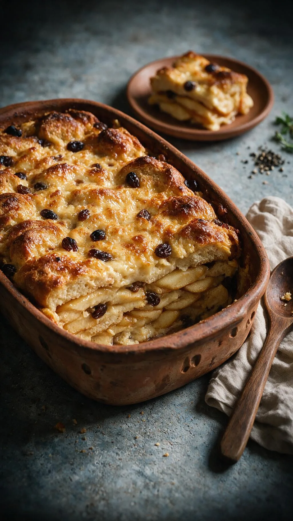 Brotpudding mit Äpfeln