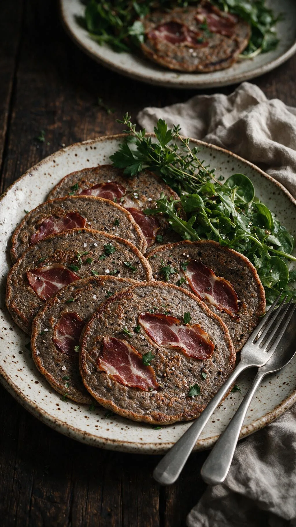 Buchweizenpfannkuchen mit Schinken