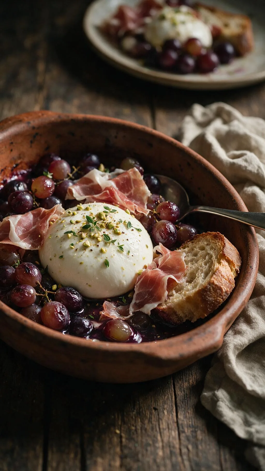 Burrata mit gerösteten Trauben