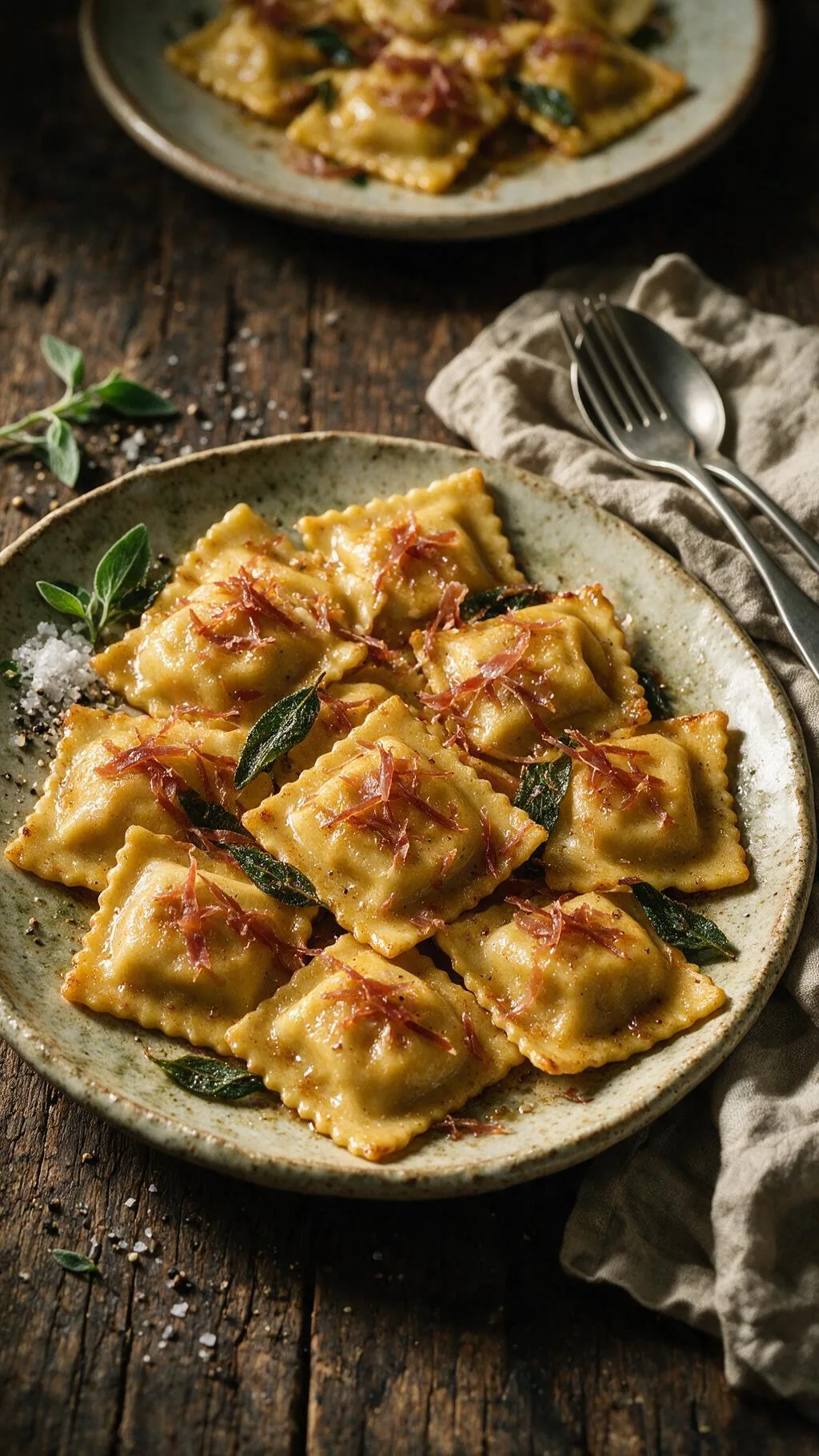 Butternut-Ravioli mit Prosciutto