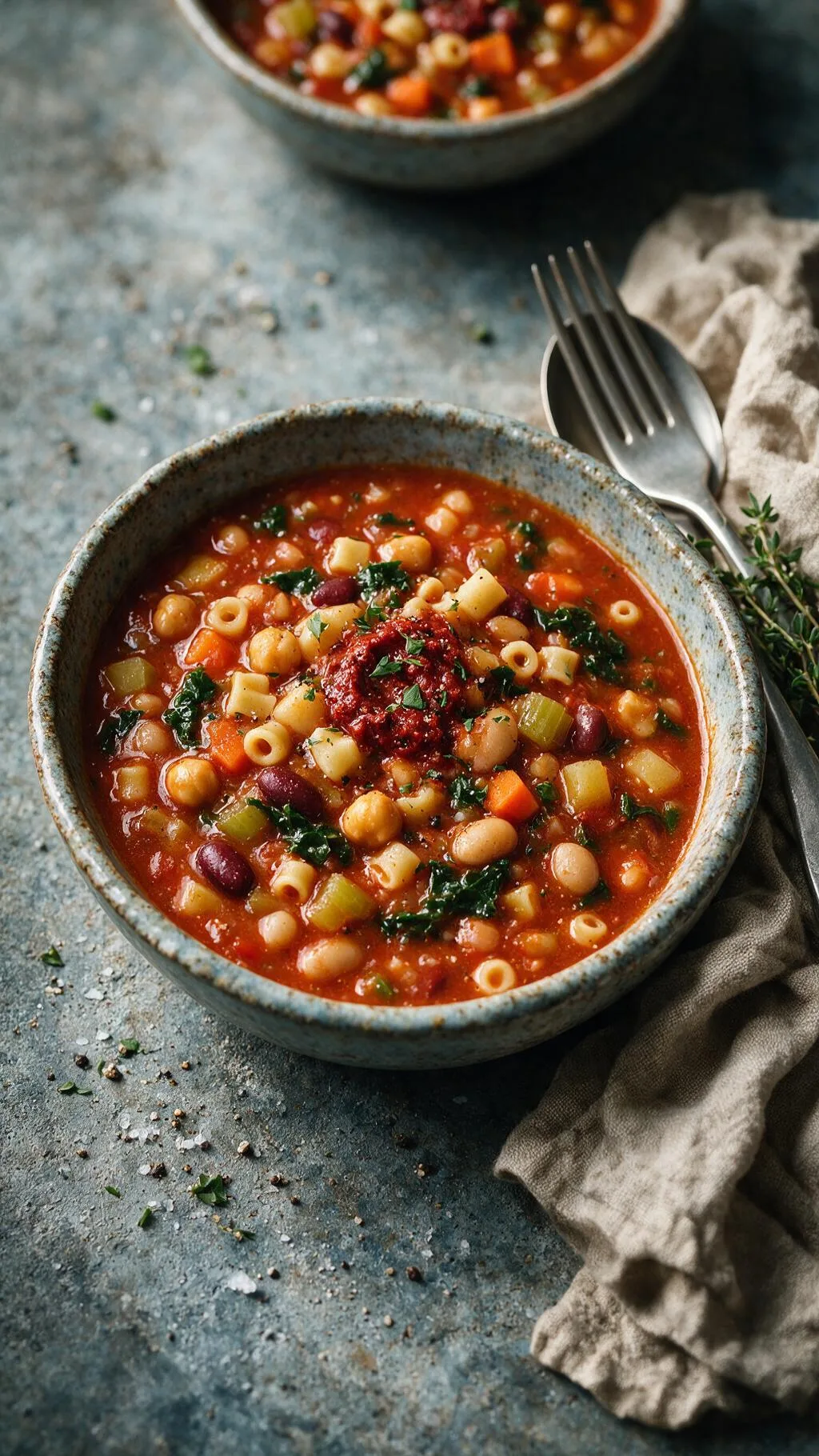 Minestrone mit Bohnen und Grünkohl