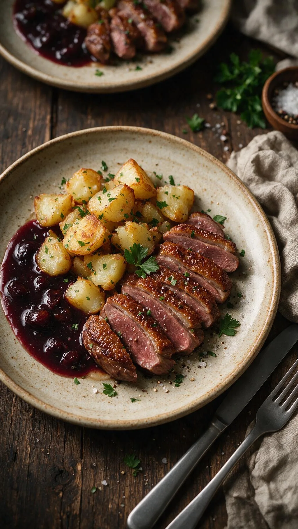Ente mit Pflaumen-Rotwein-Sauce