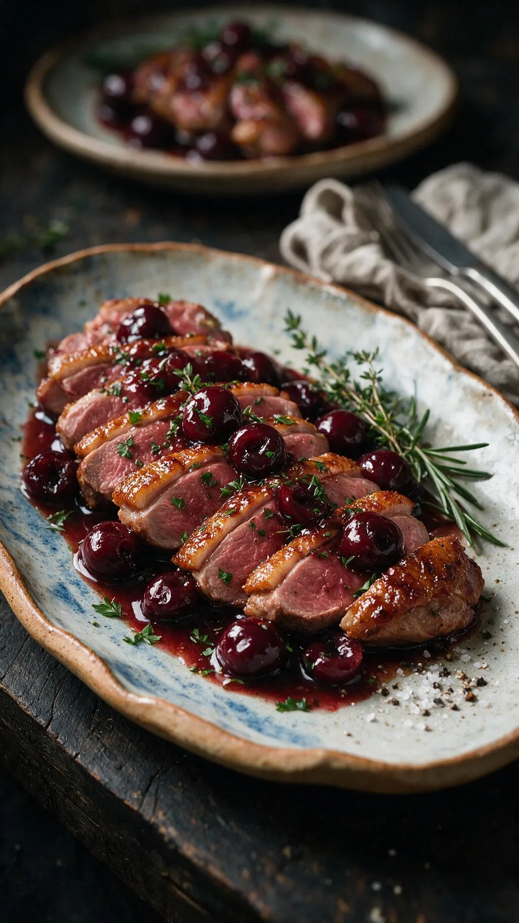Entenbrust mit Portwein-Kirschen
