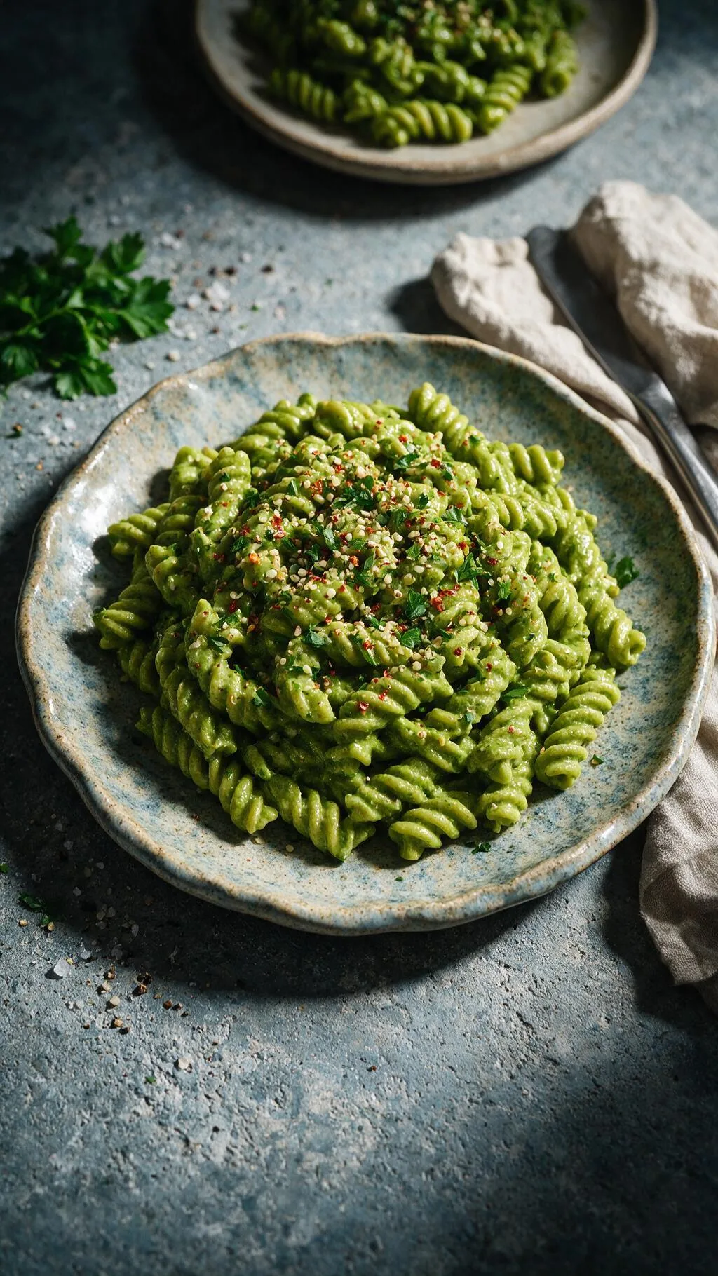 Erbsen-Cashew-Pasta