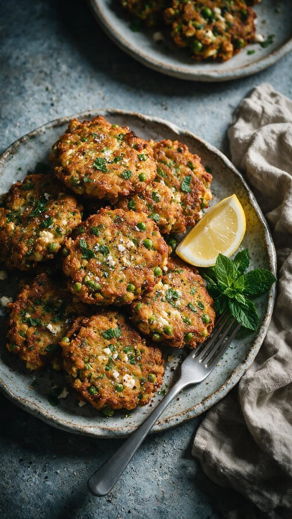 Knusprige Erbsenpuffer mit Feta