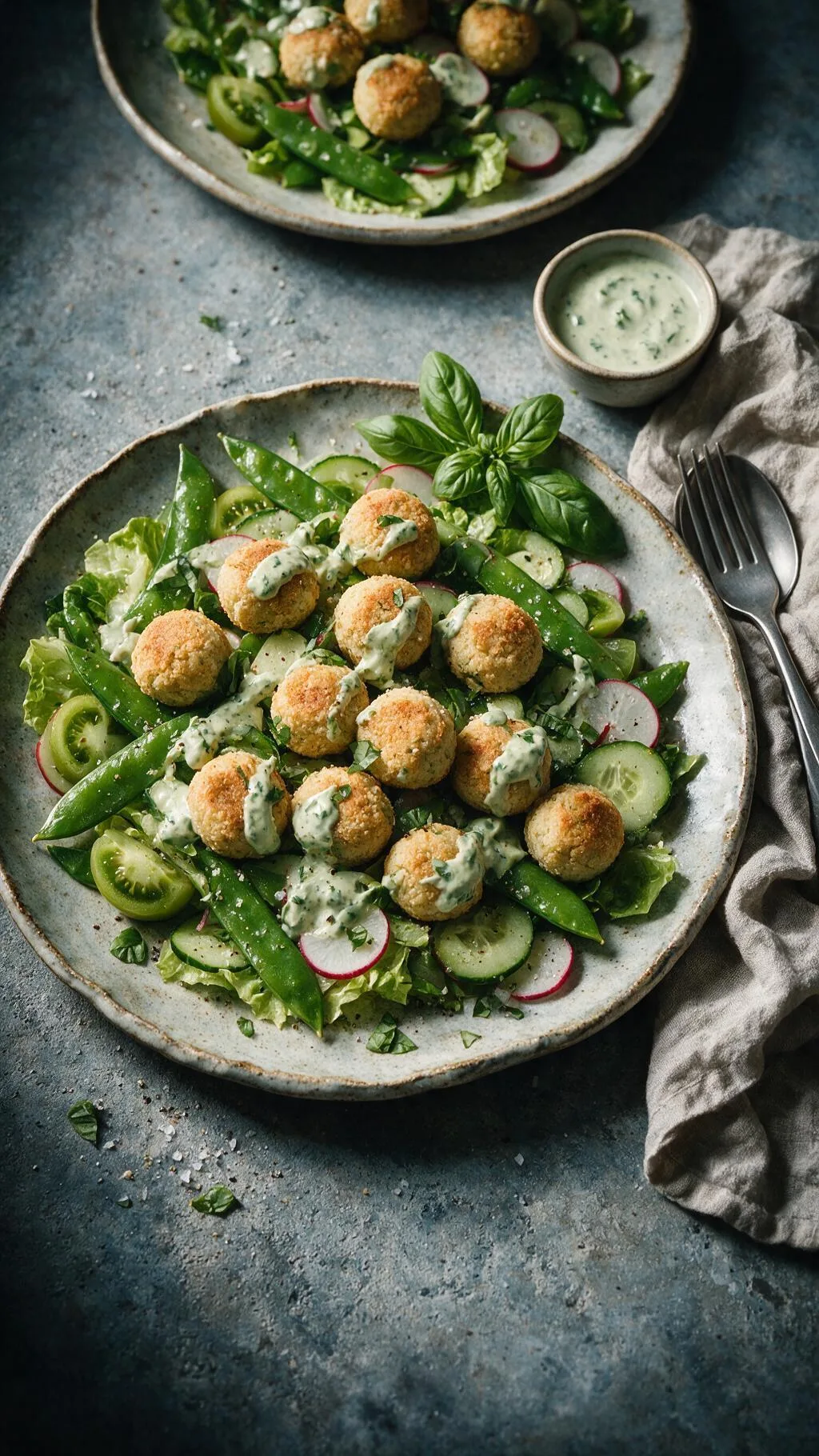 Falafel-Salat mit grünen Tomaten