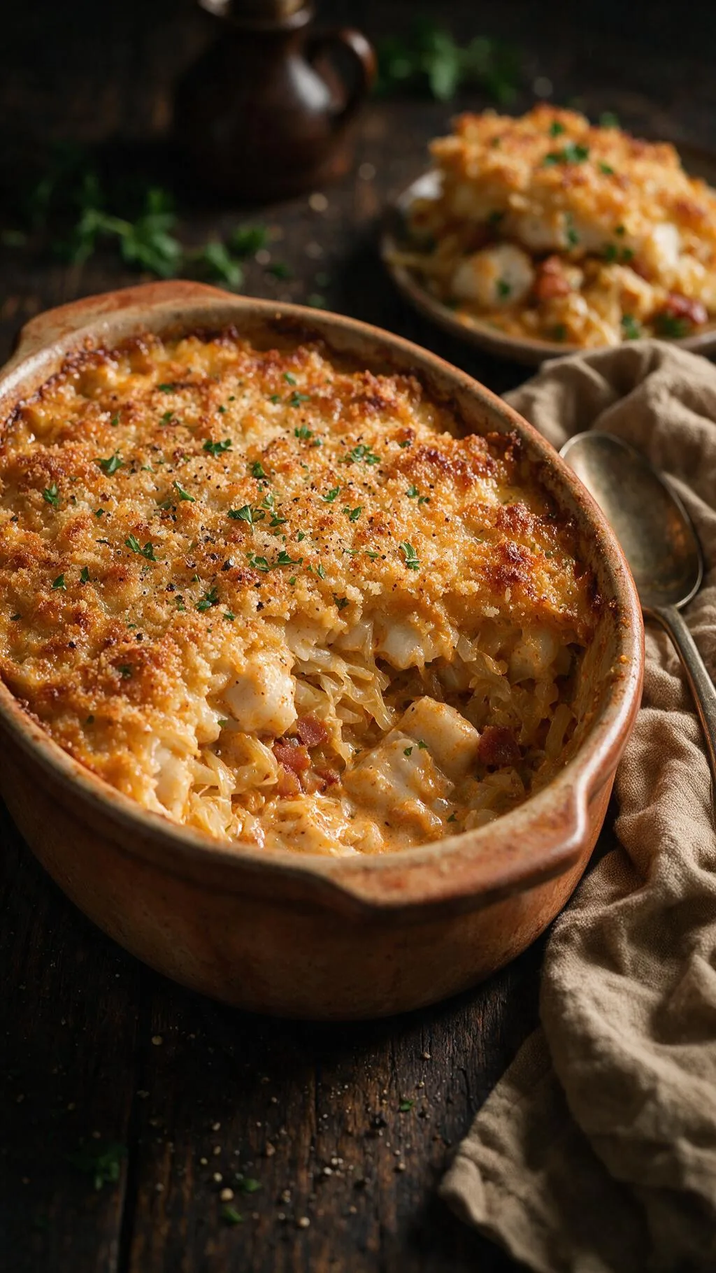 Fischauflauf mit Sauerkraut