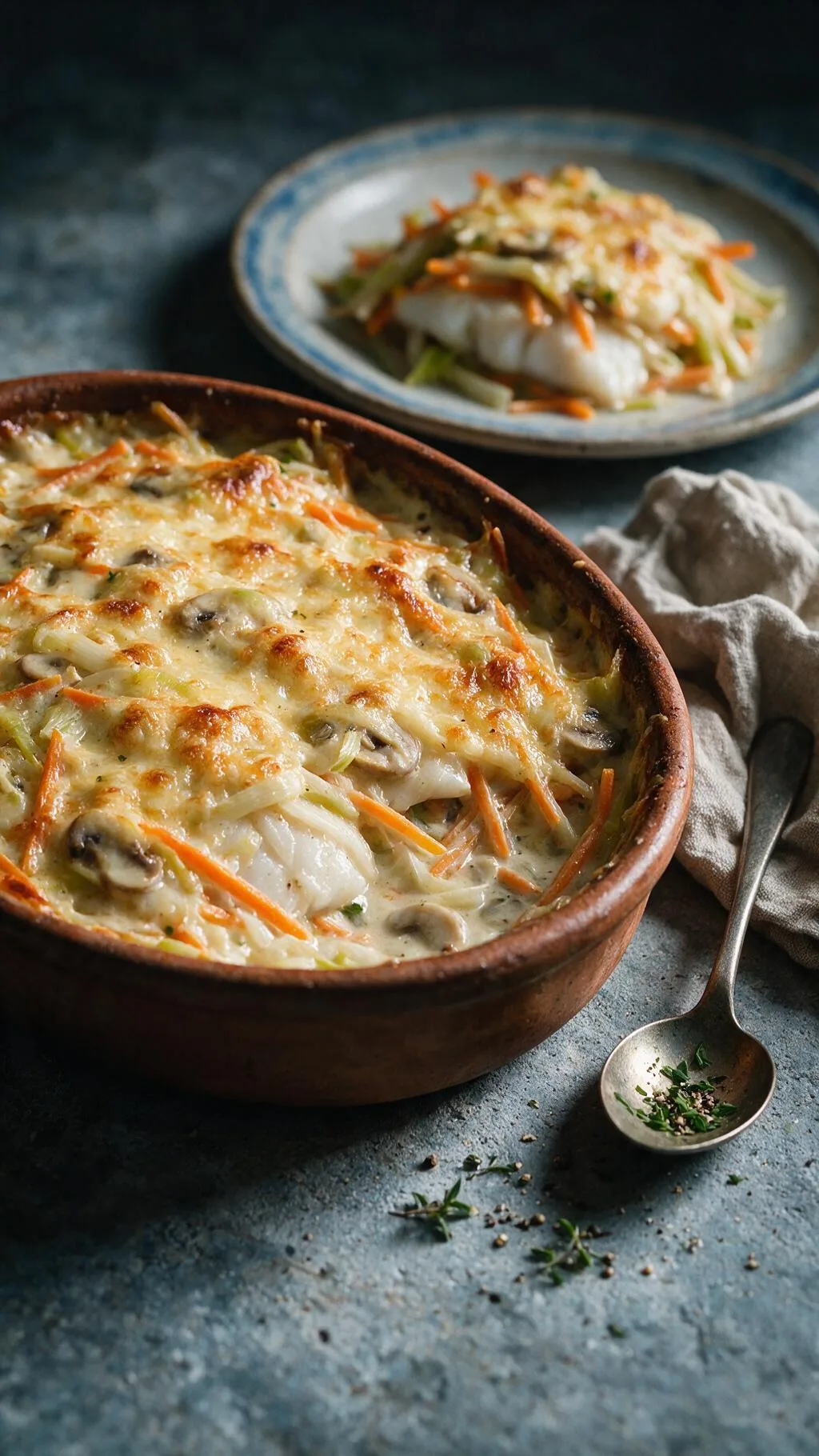 Fischfilet mit Lauch und Karotten