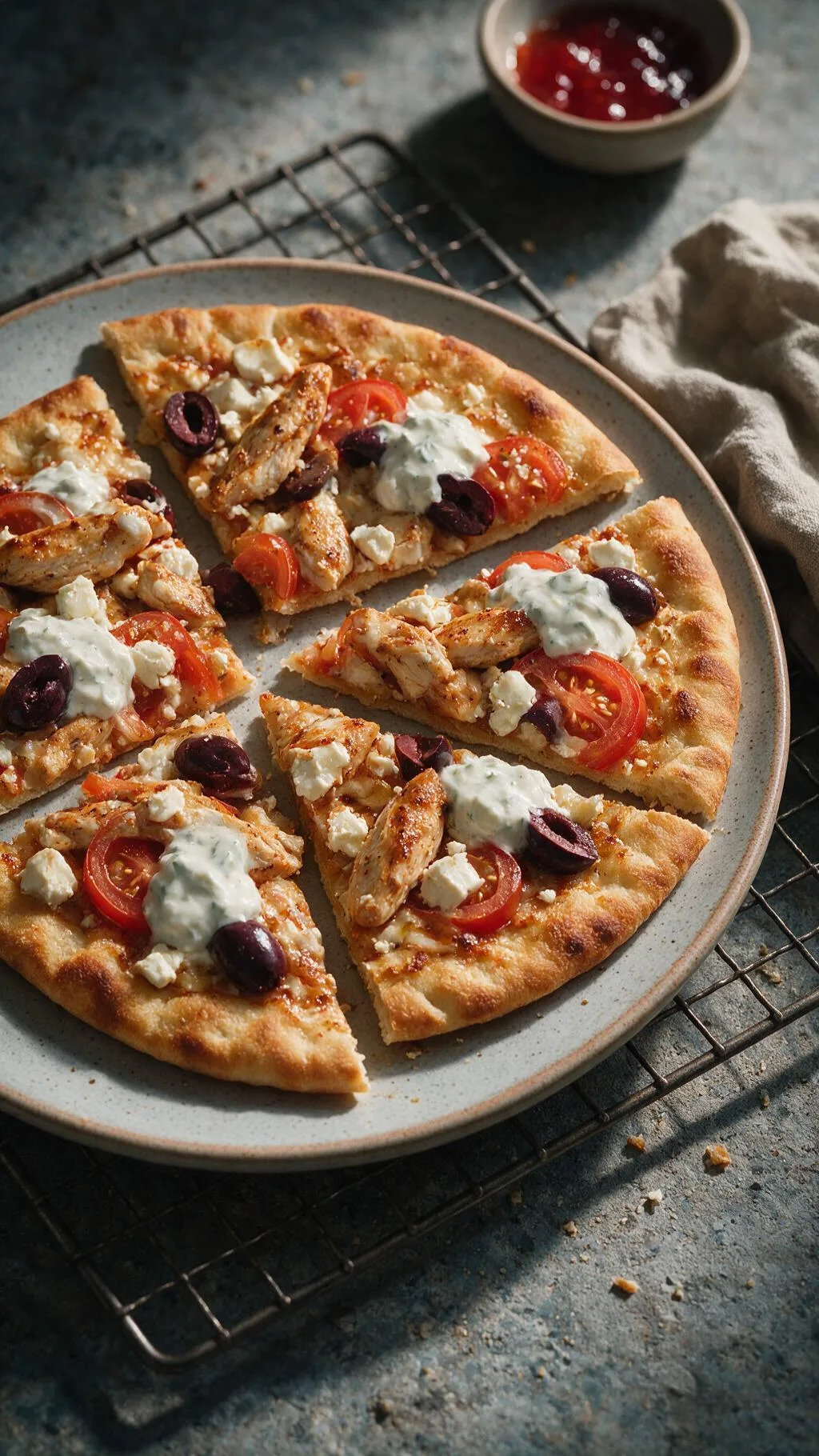 Hähnchen-Pizza auf Fladen
