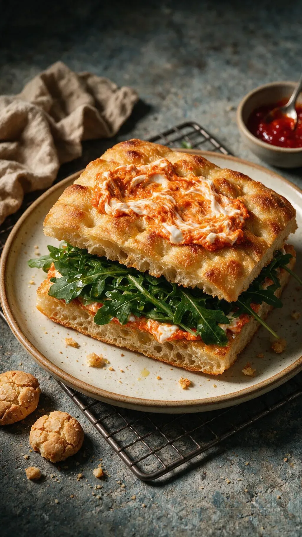 Focaccia Nduja-Stracciatella