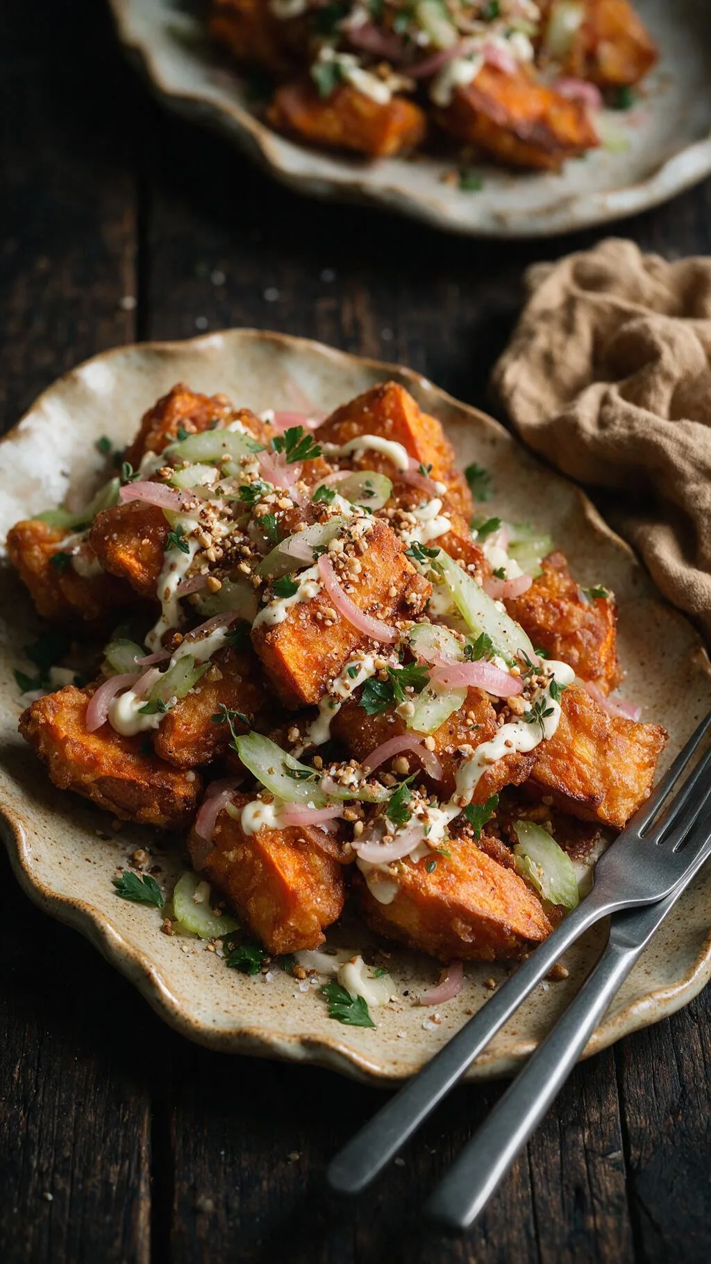 Frittierte Süßkartoffeln mit Dukkah