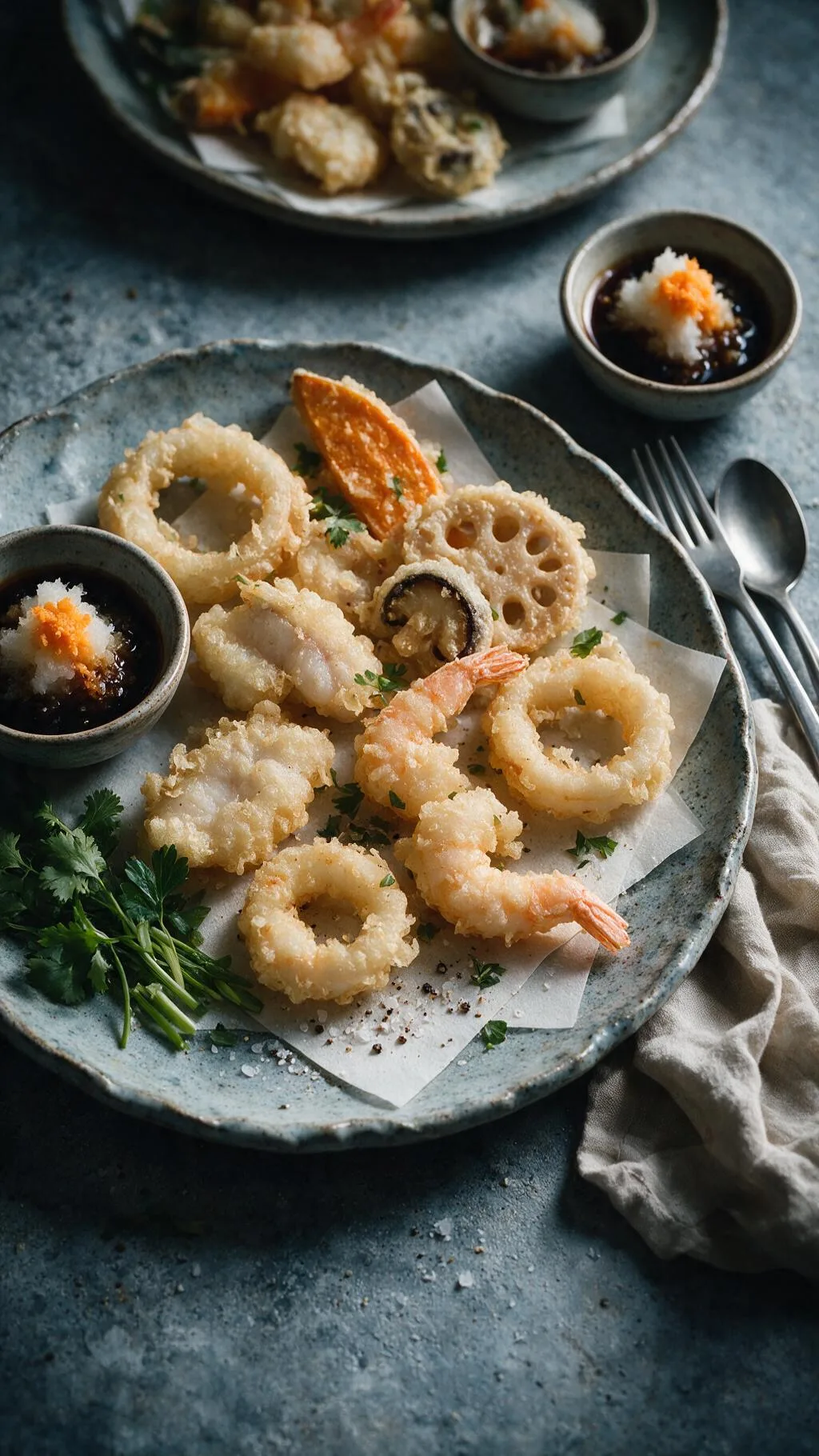 Tempura mit Garnelen & Fisch