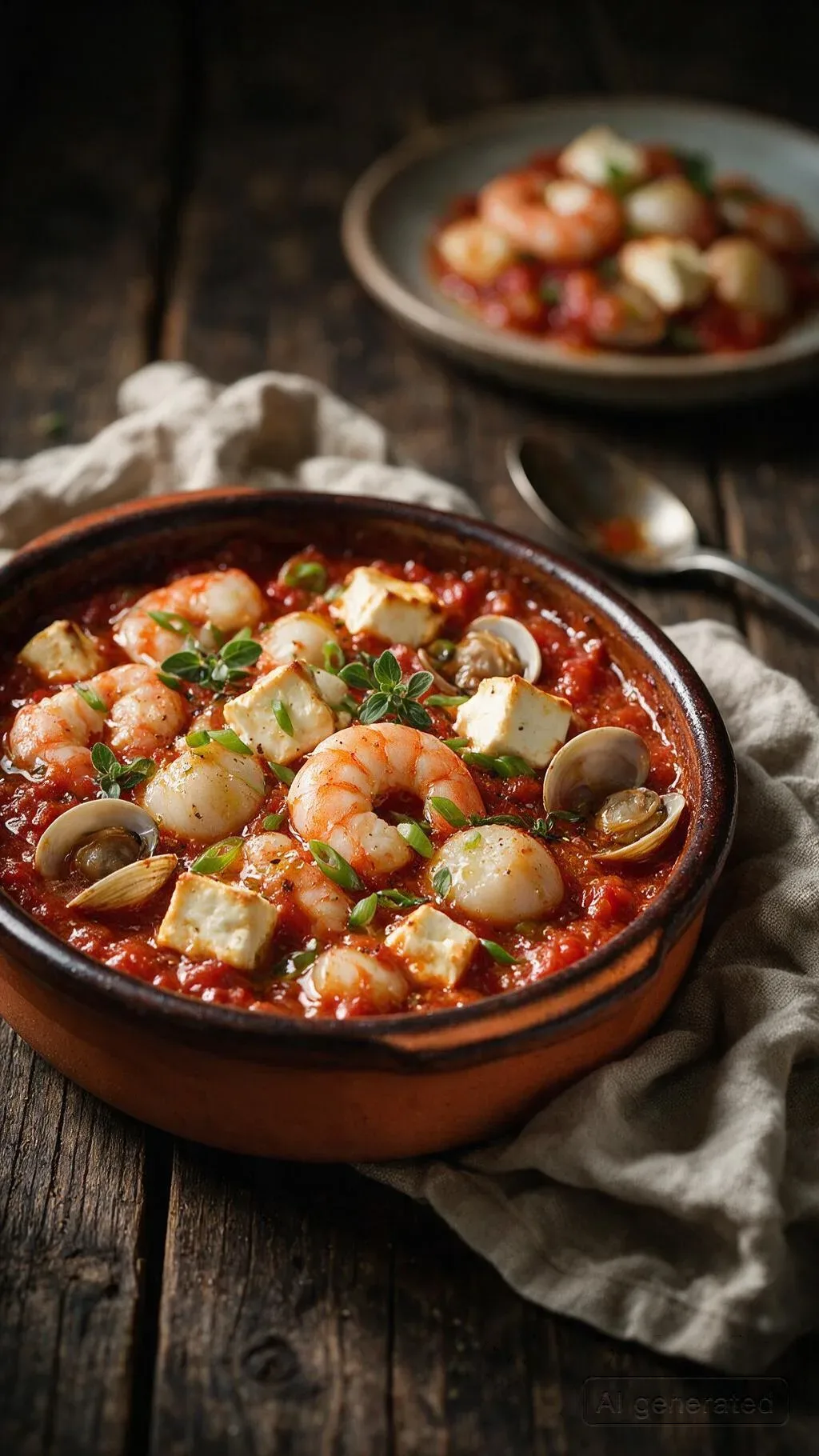 Garnelen und Muscheln mit Feta
