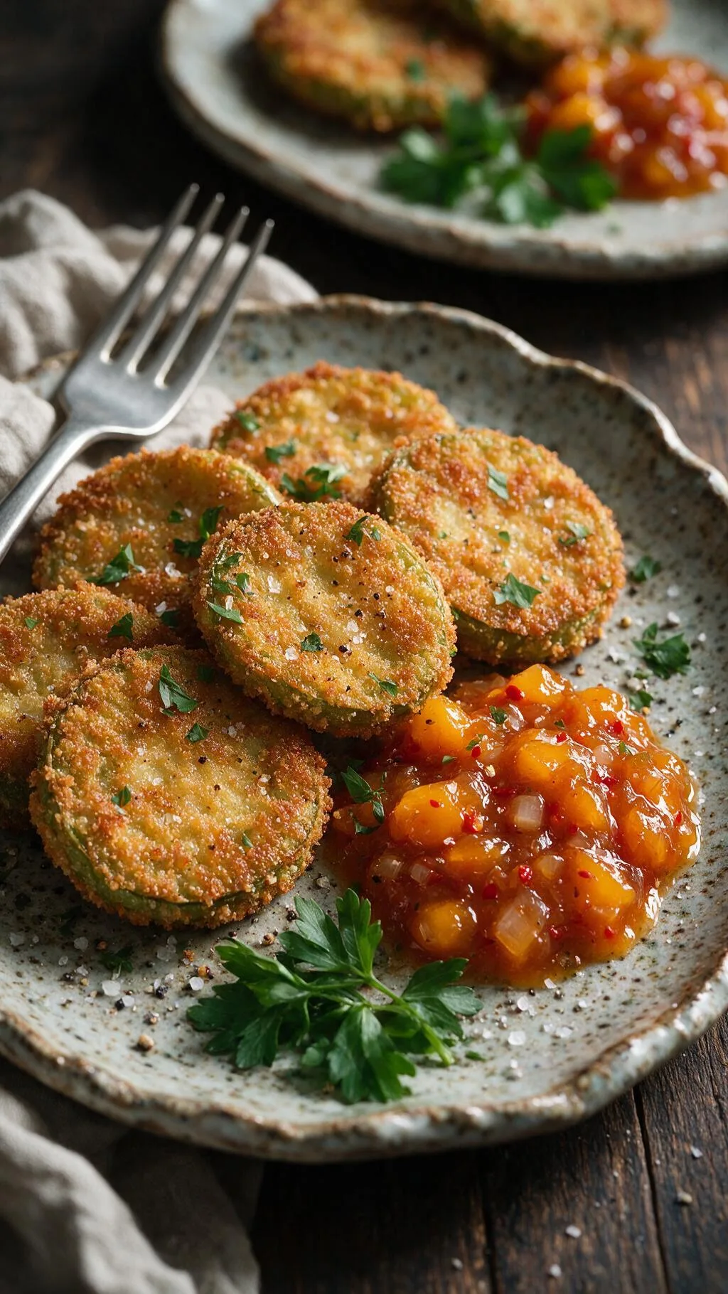 Grüne Tomaten mit Mango-Chutney