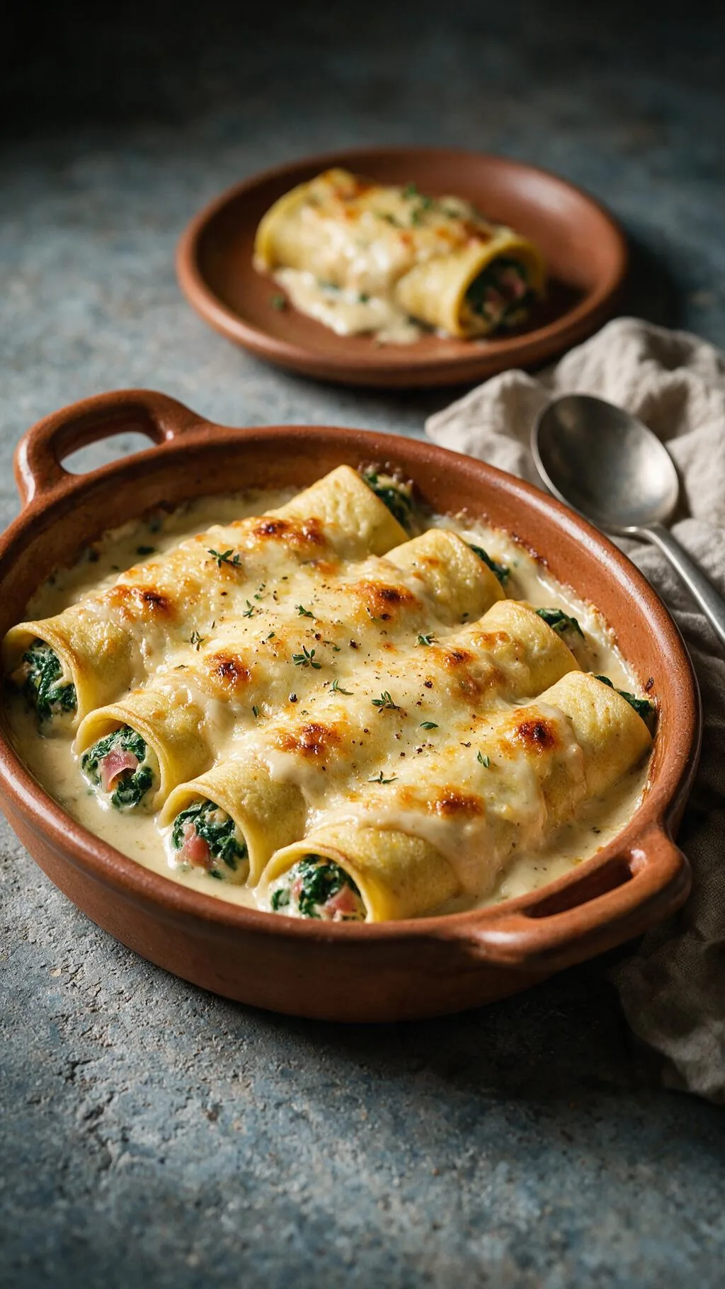 Gefüllte Crespelle mit Spinat