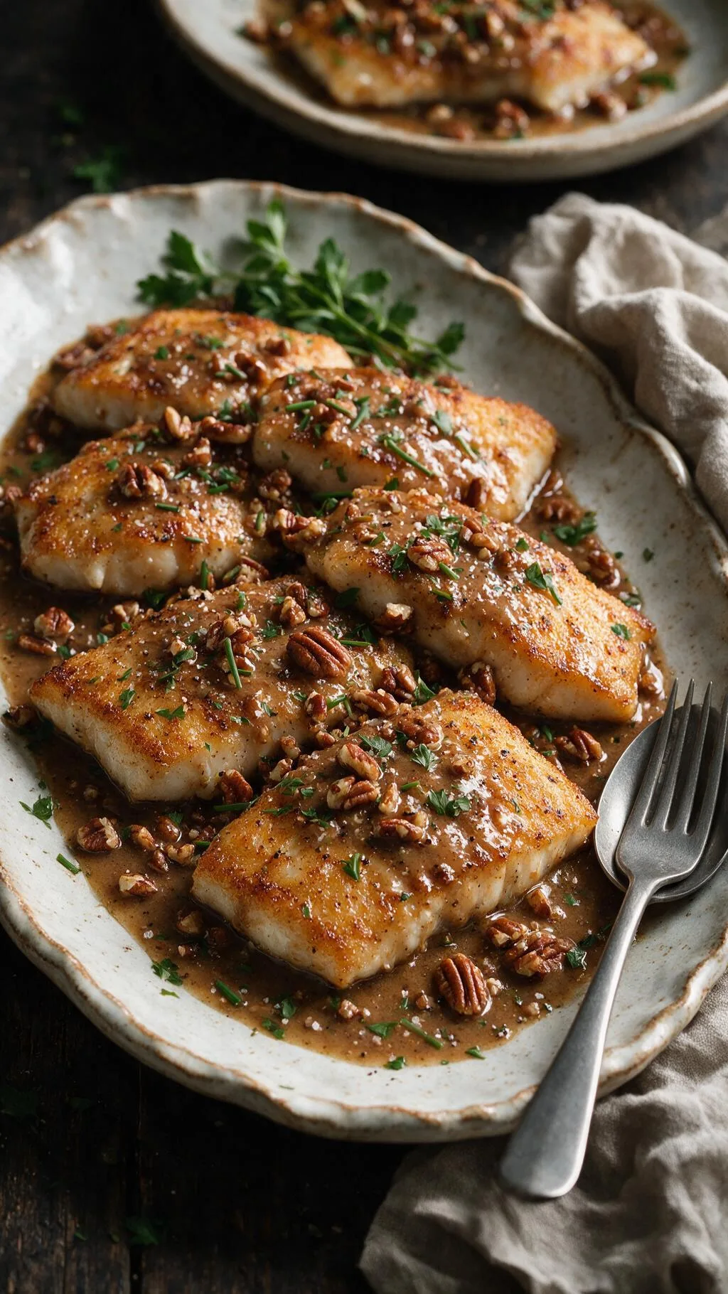 Fischfilets mit Pekannüssen