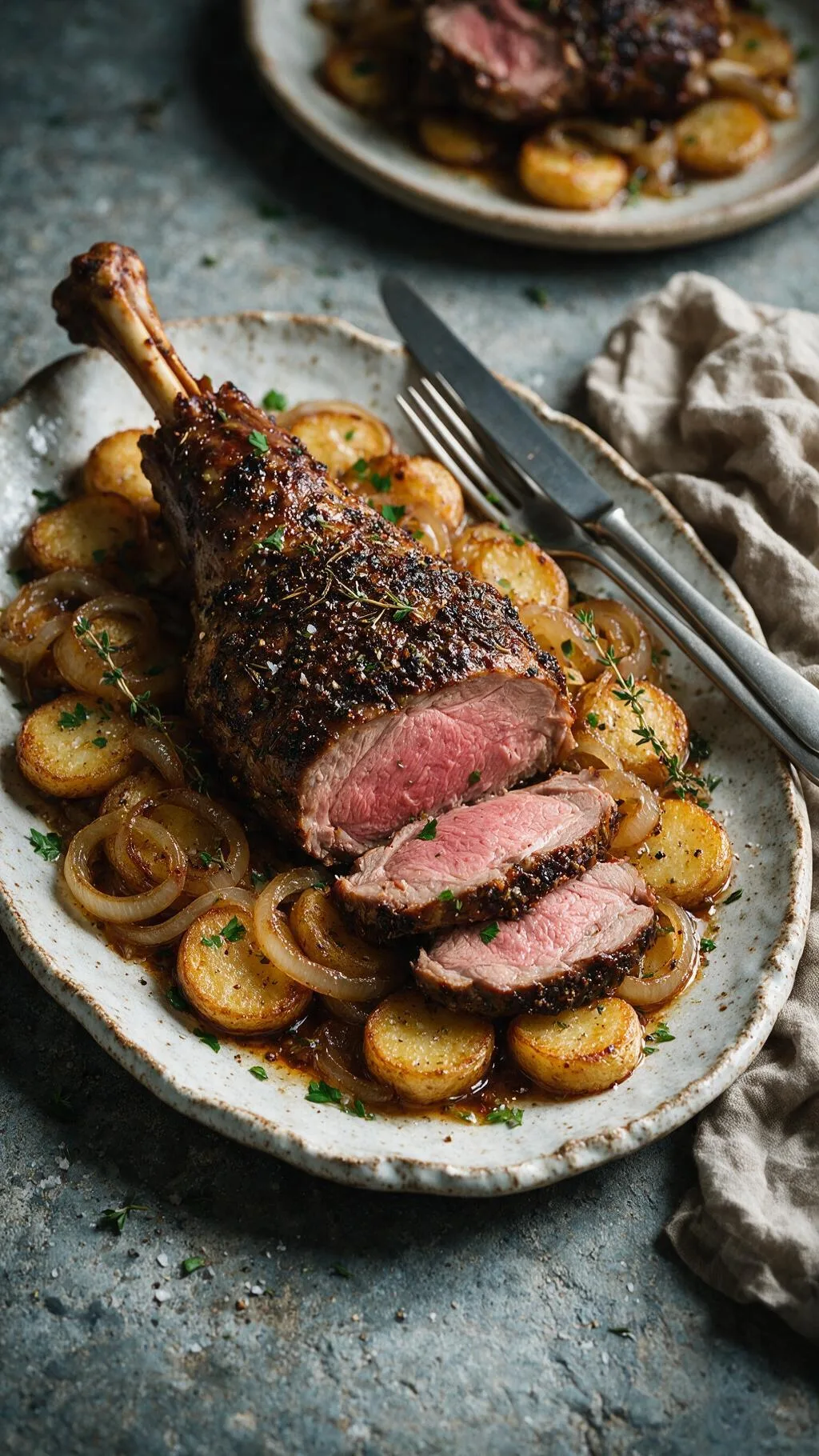 Lammkeule mit Senfkruste