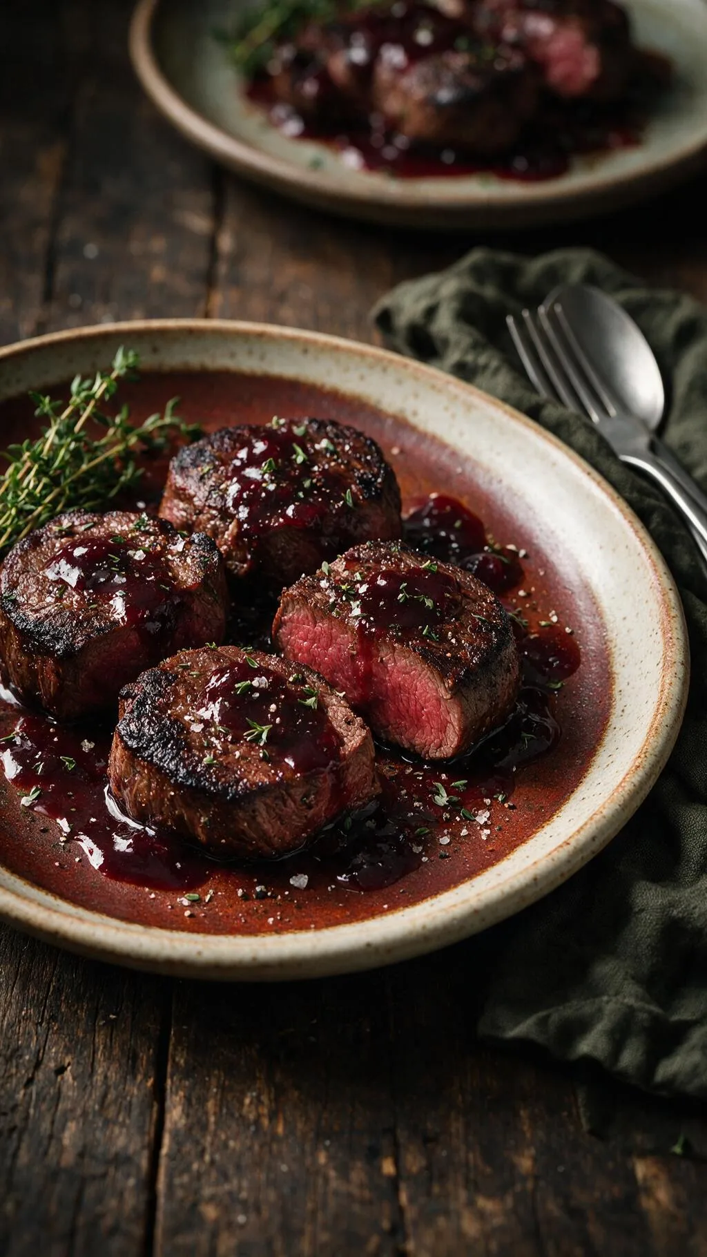 Rehrücken mit Preiselbeersauce