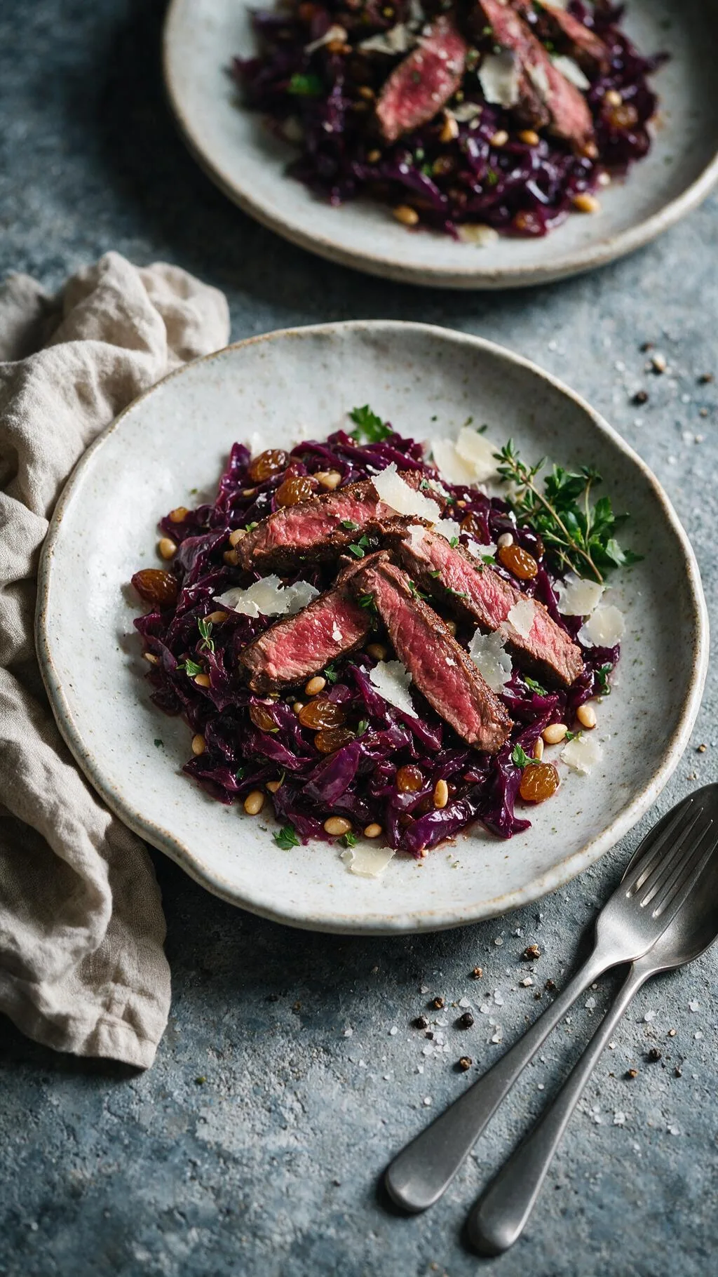 Gebratener Rehrücken mit Rotkohl