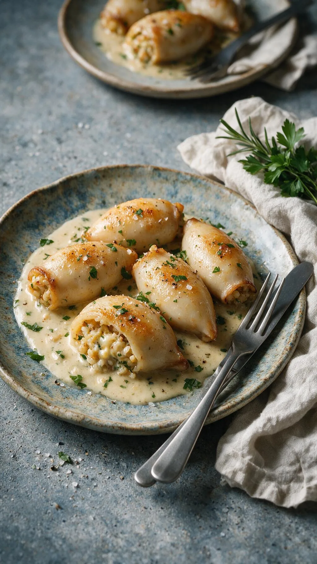 Gefüllte Baby-Calamari