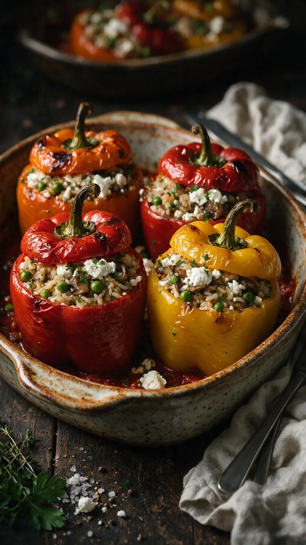 Gefüllte Paprika mit Reis & Feta
