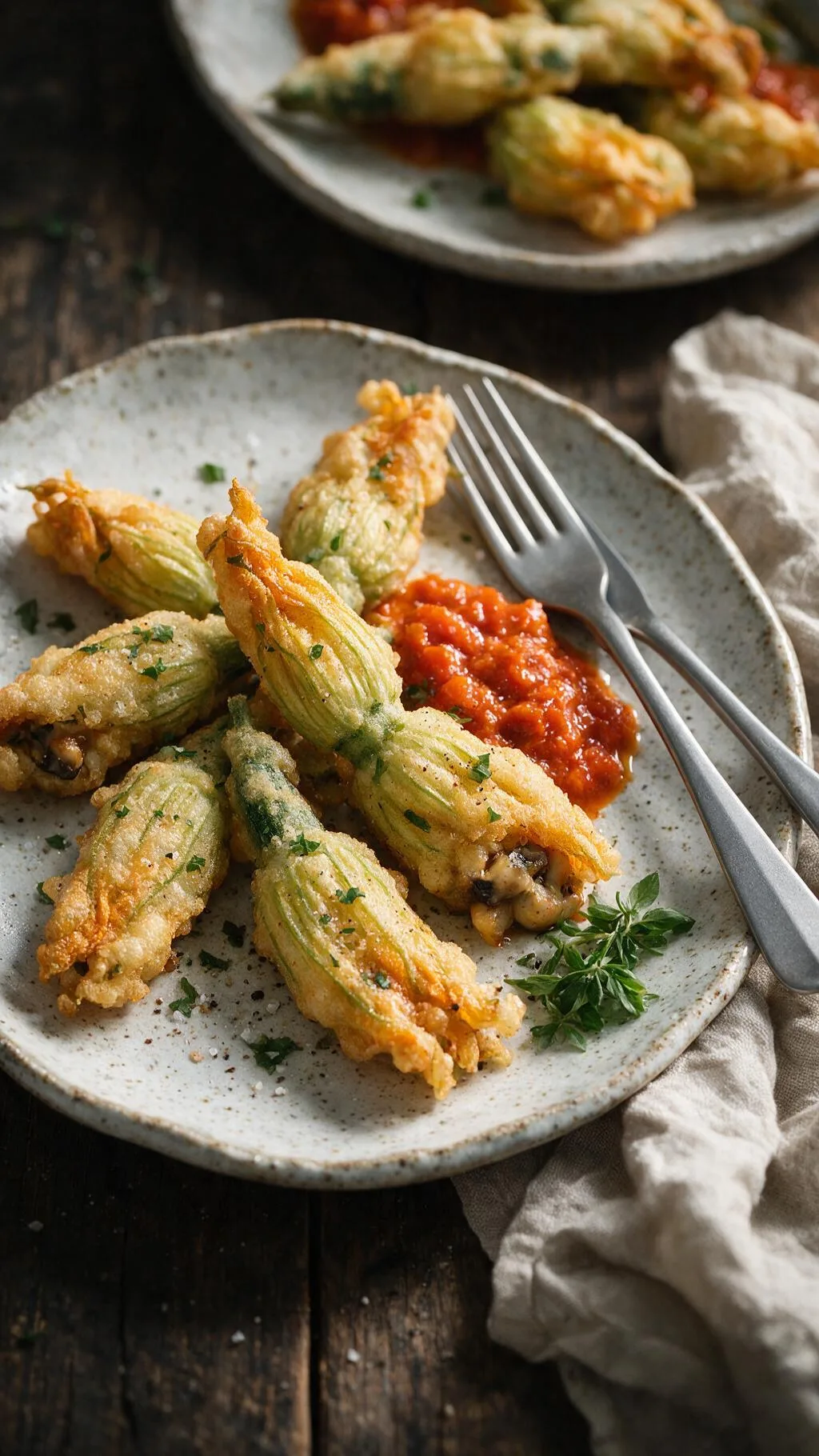 Zucchiniblüten gefüllt & frittiert