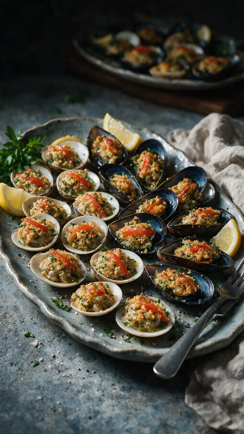 Gegrillte Muscheln in der Schale