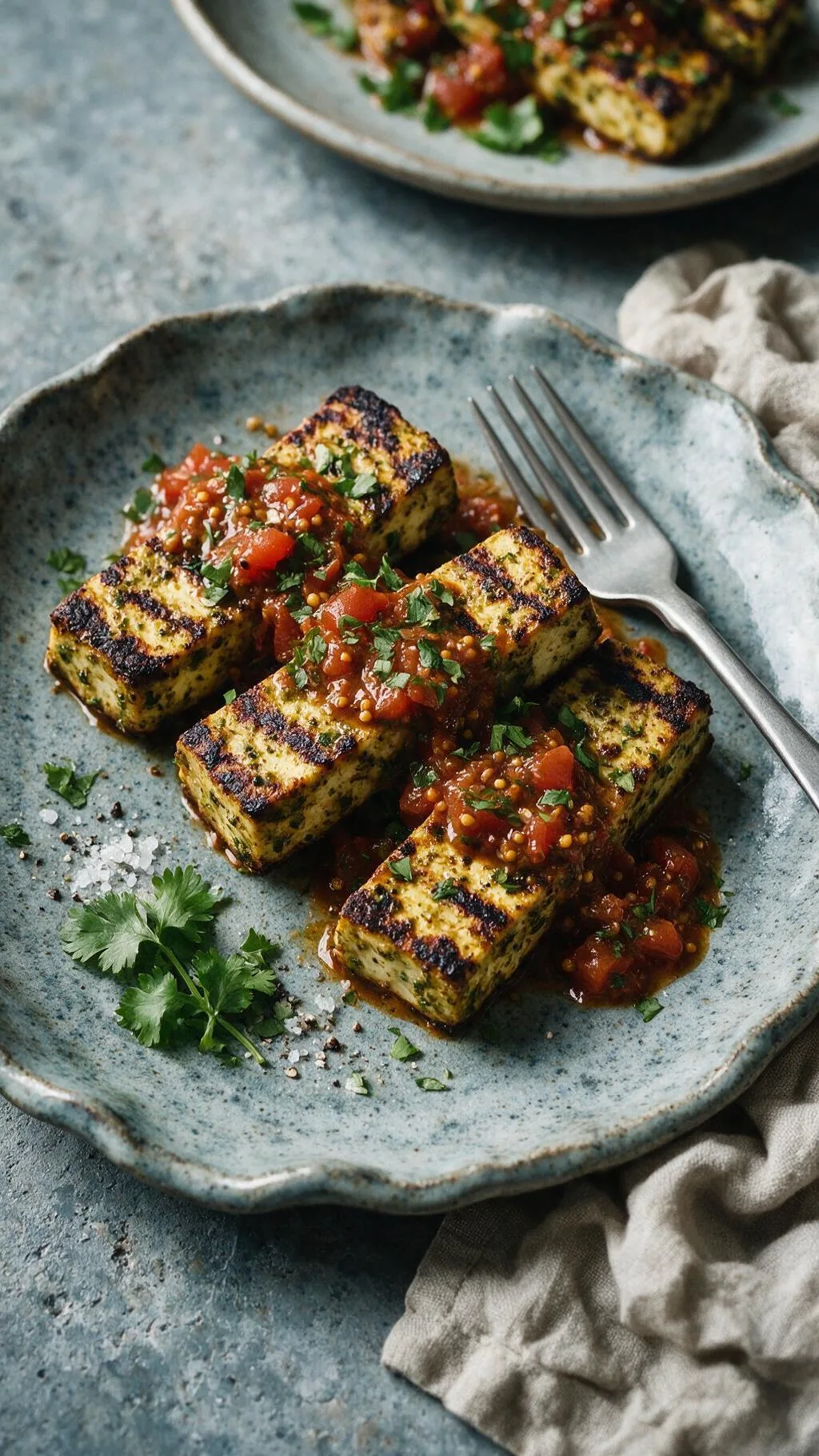 Kräuter-Paneer mit Chilisauce