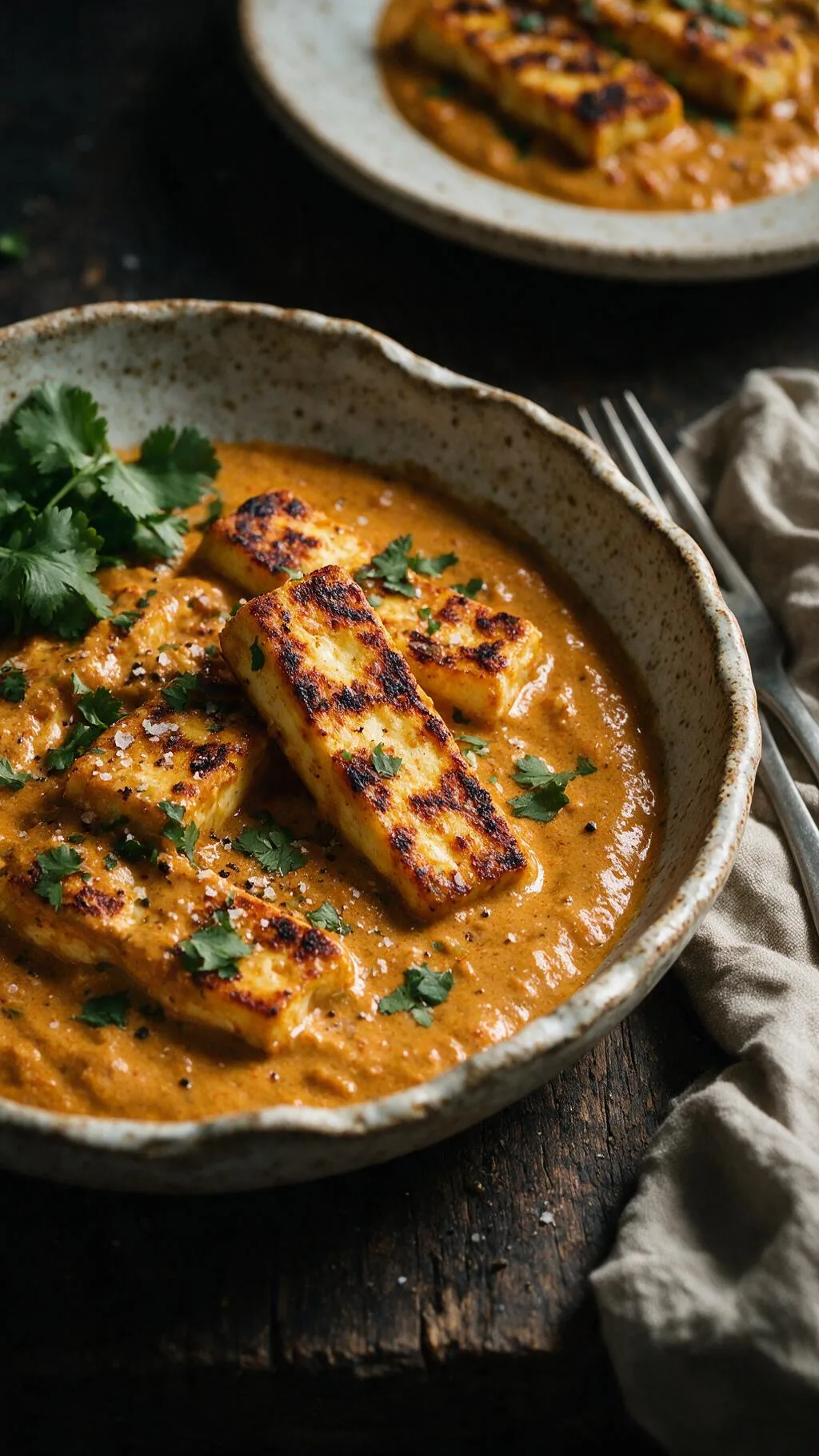 Gegrillter Paneer in Cashewsauce