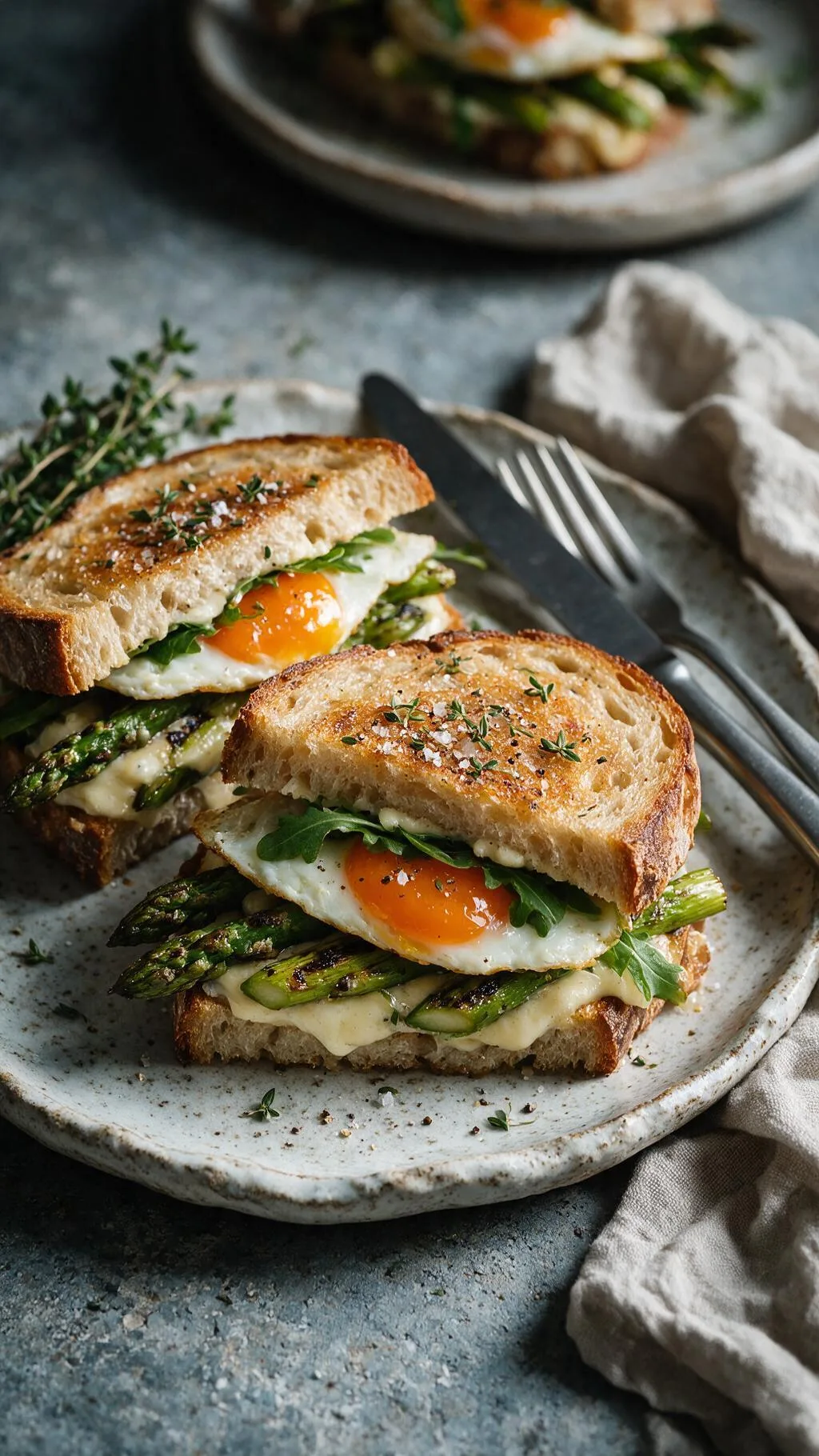 Spargel-Panini mit Spiegelei