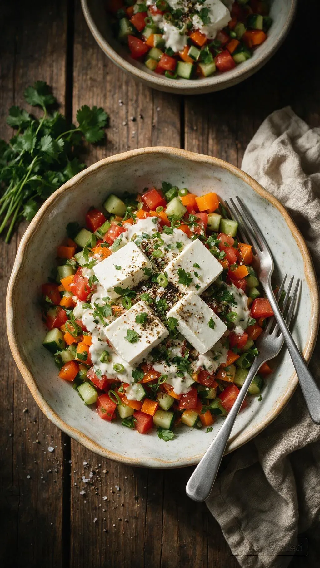 Salat mit Tahini und Za'atar