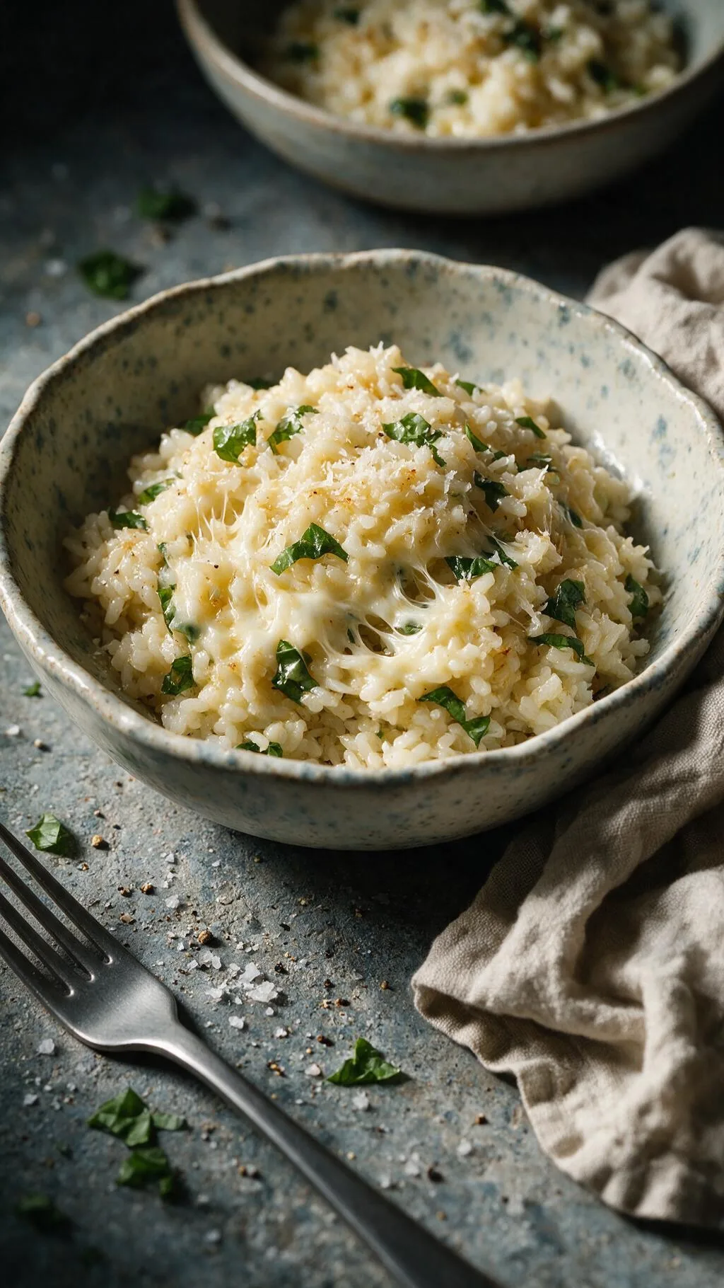 Reis mit Mozzarella und Parmesan