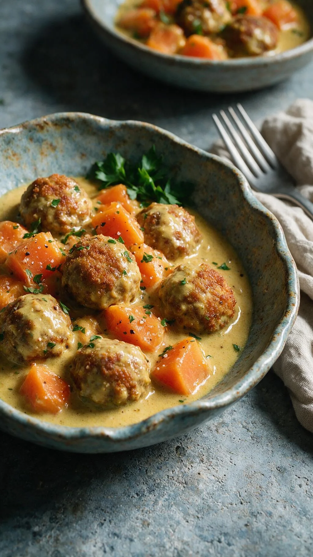 Curry mit Hackbällchen und Papaya