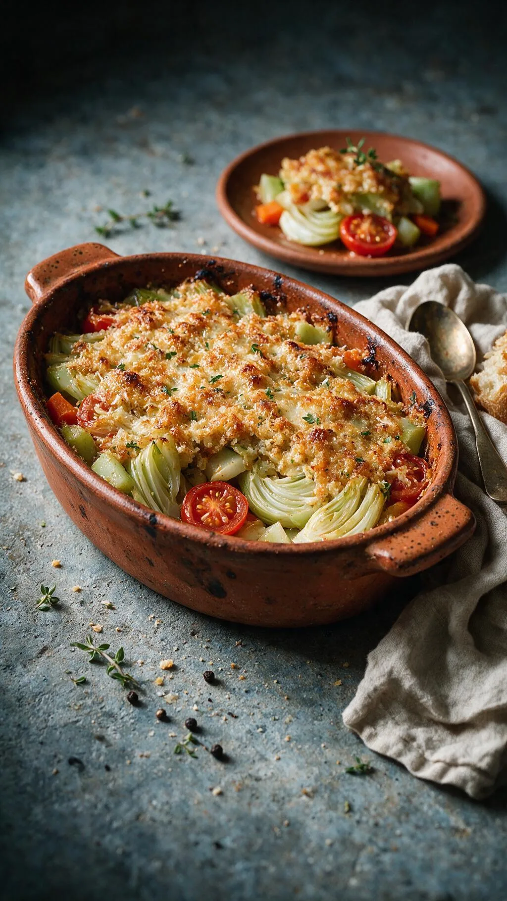 Gemüsebrühe mit Gratin