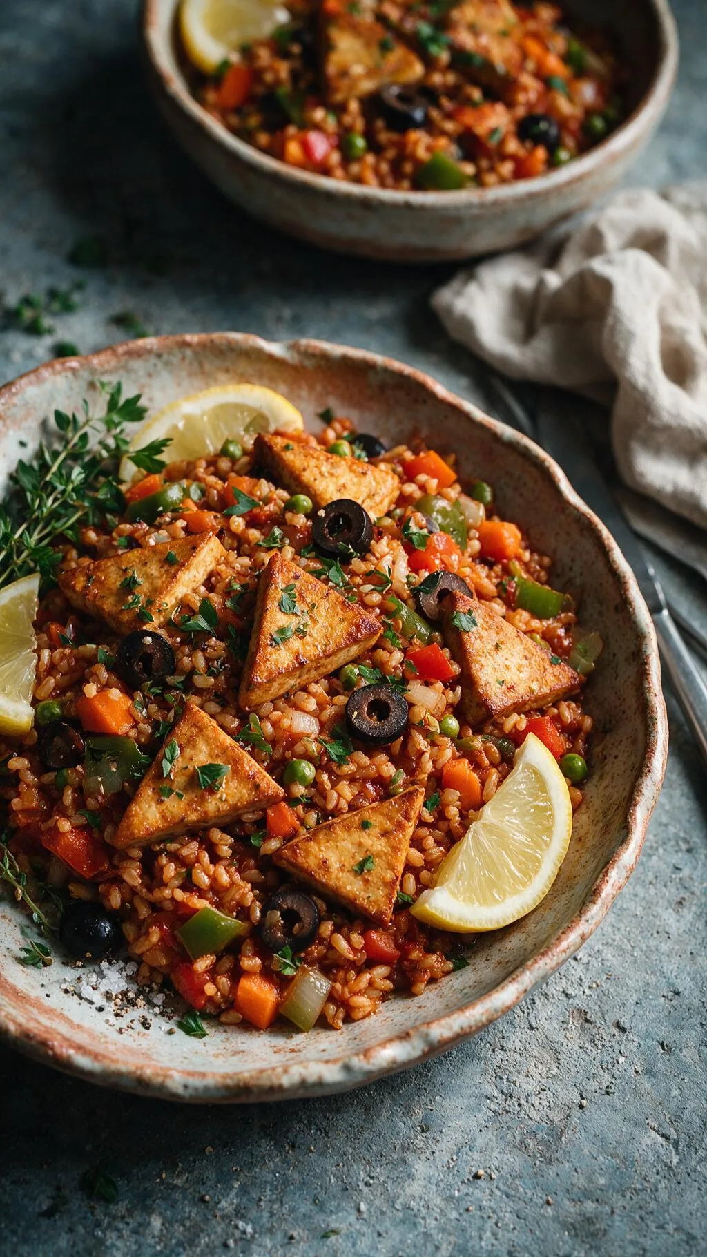 Geräucherte Tofu-Paella