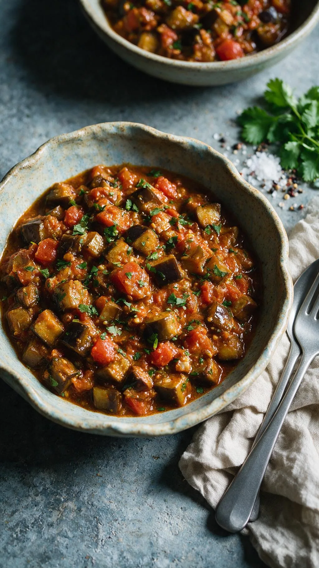 Geschmorte Aubergine mit Kolhapuri