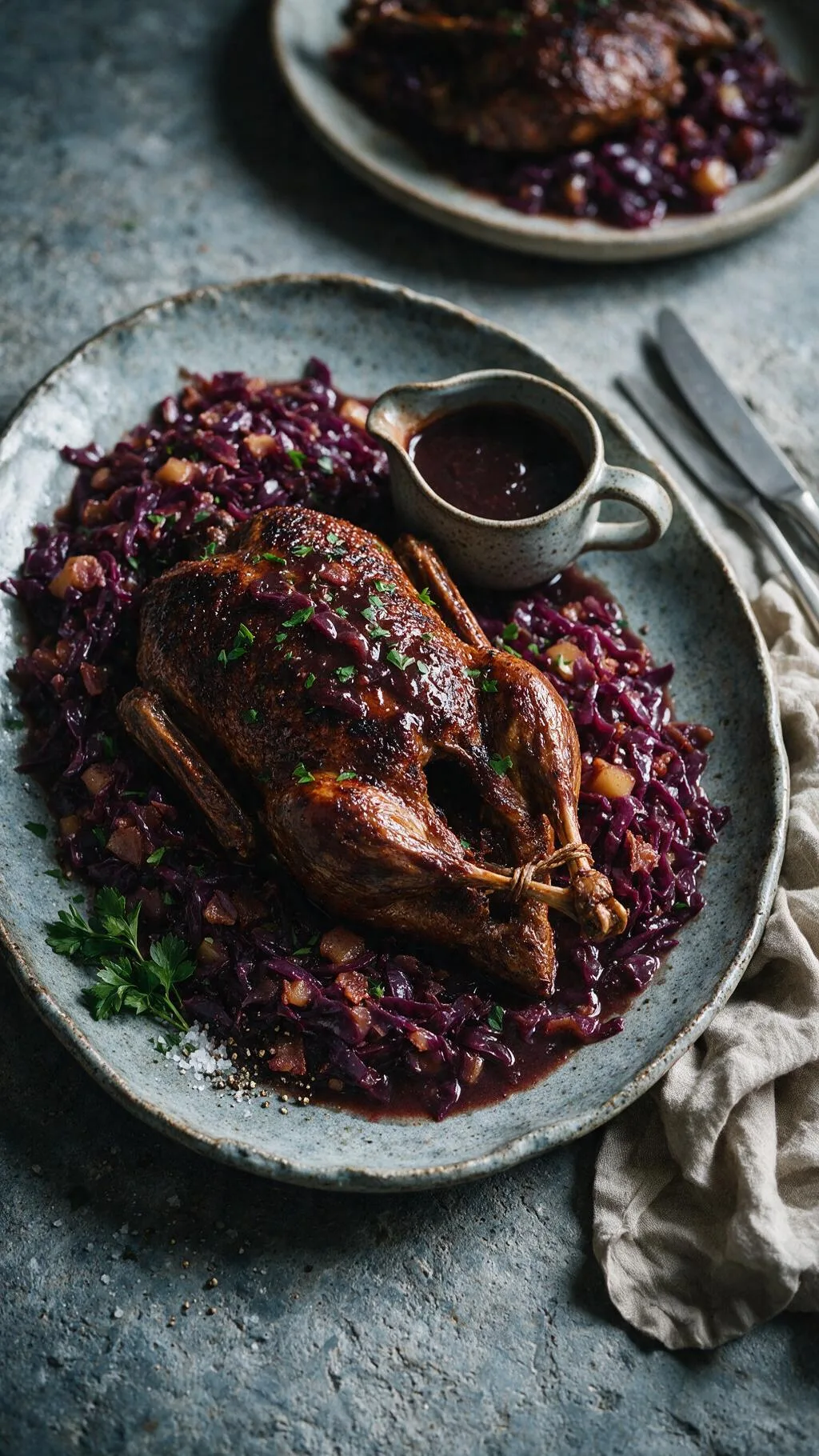 Geschmorte Ente mit Rotkohl