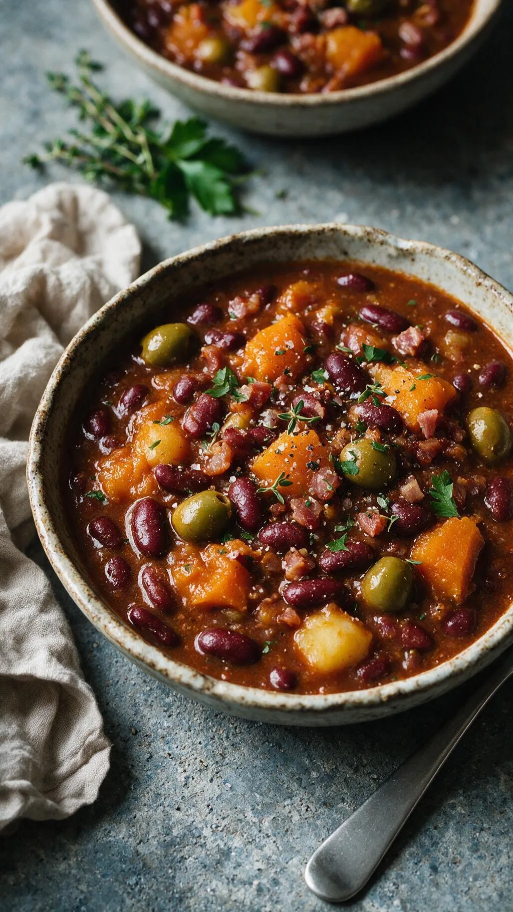 Geschmorte Kidneybohnen mit Kürbis