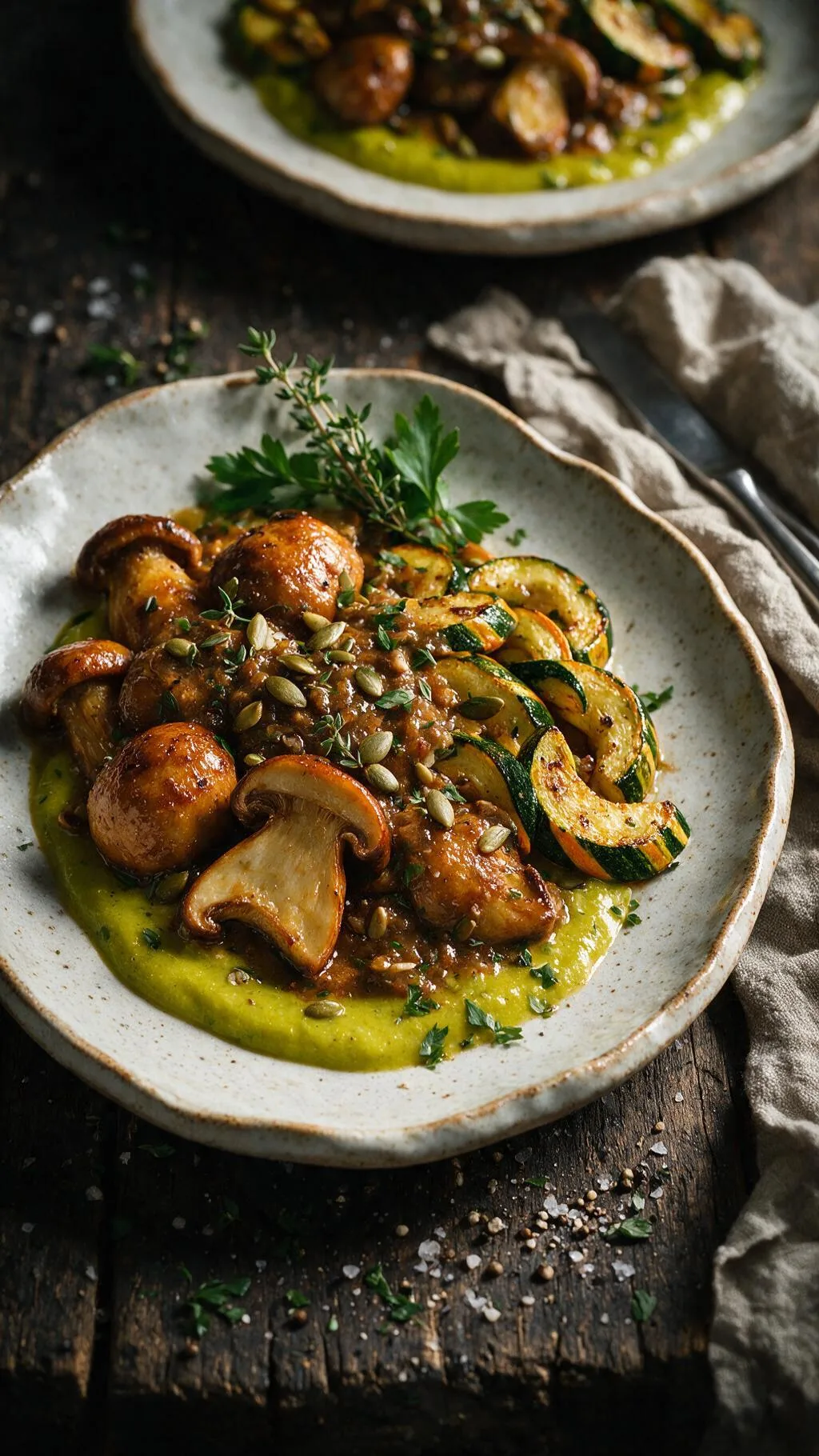 Geschmorte Matsutake mit Kürbis