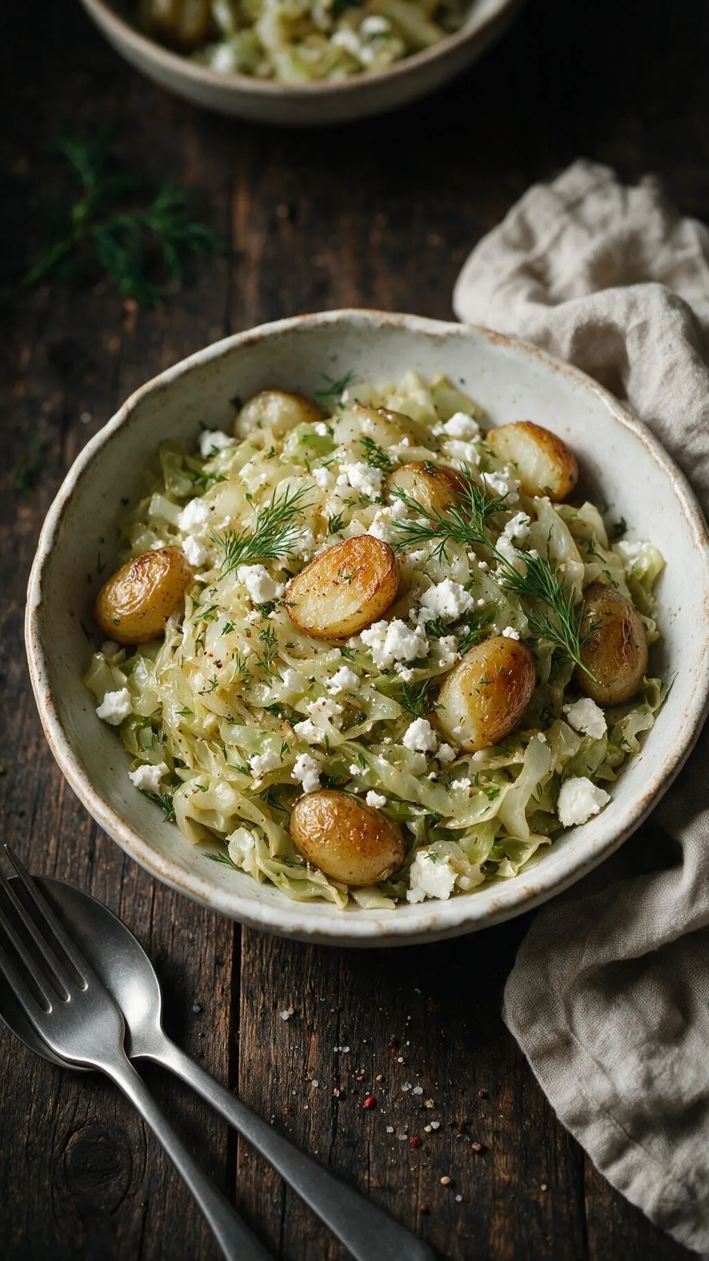 Geschmorter Kohl mit Bratkartoffeln