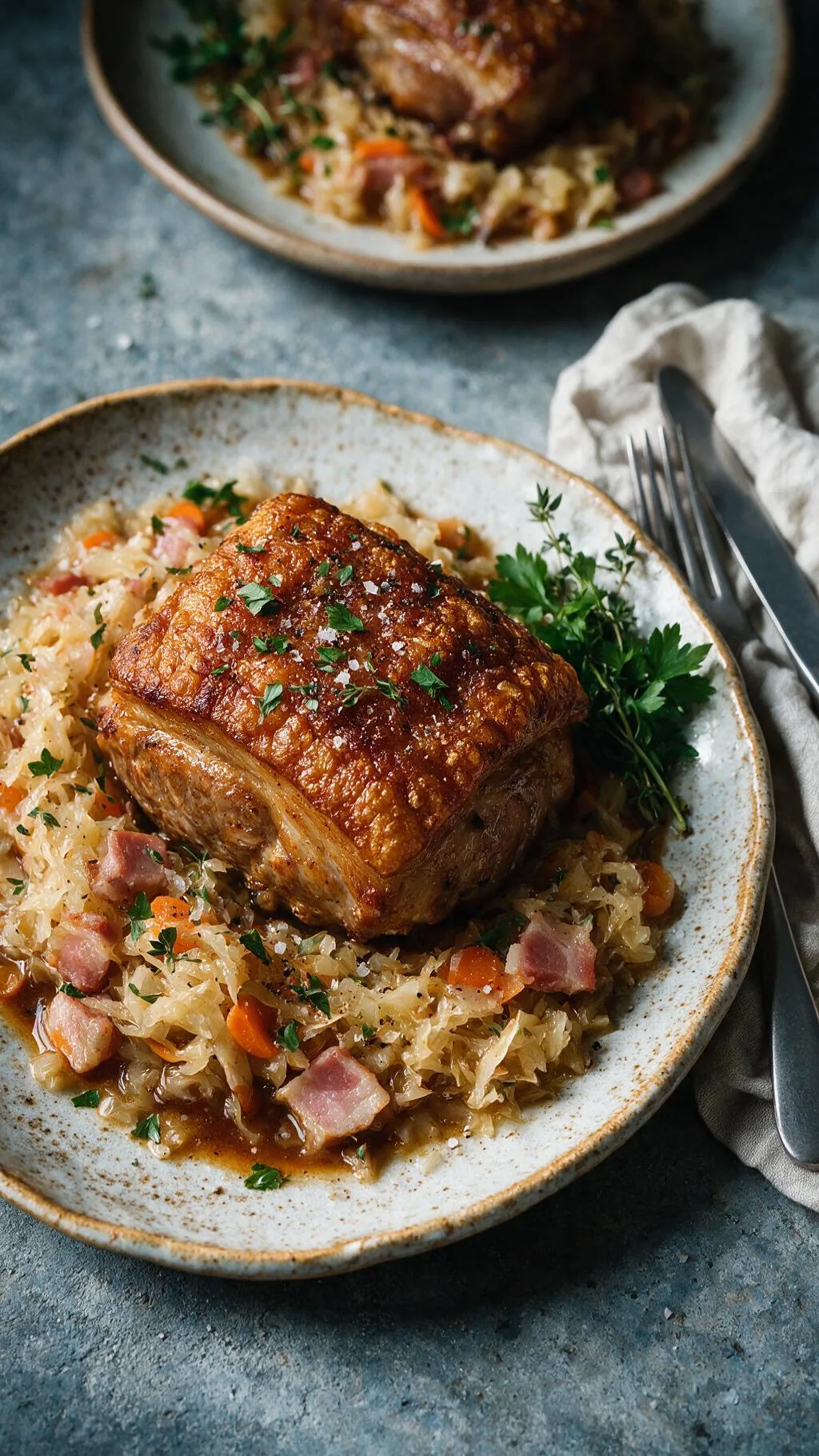 Schweinebraten im Sauerkraut