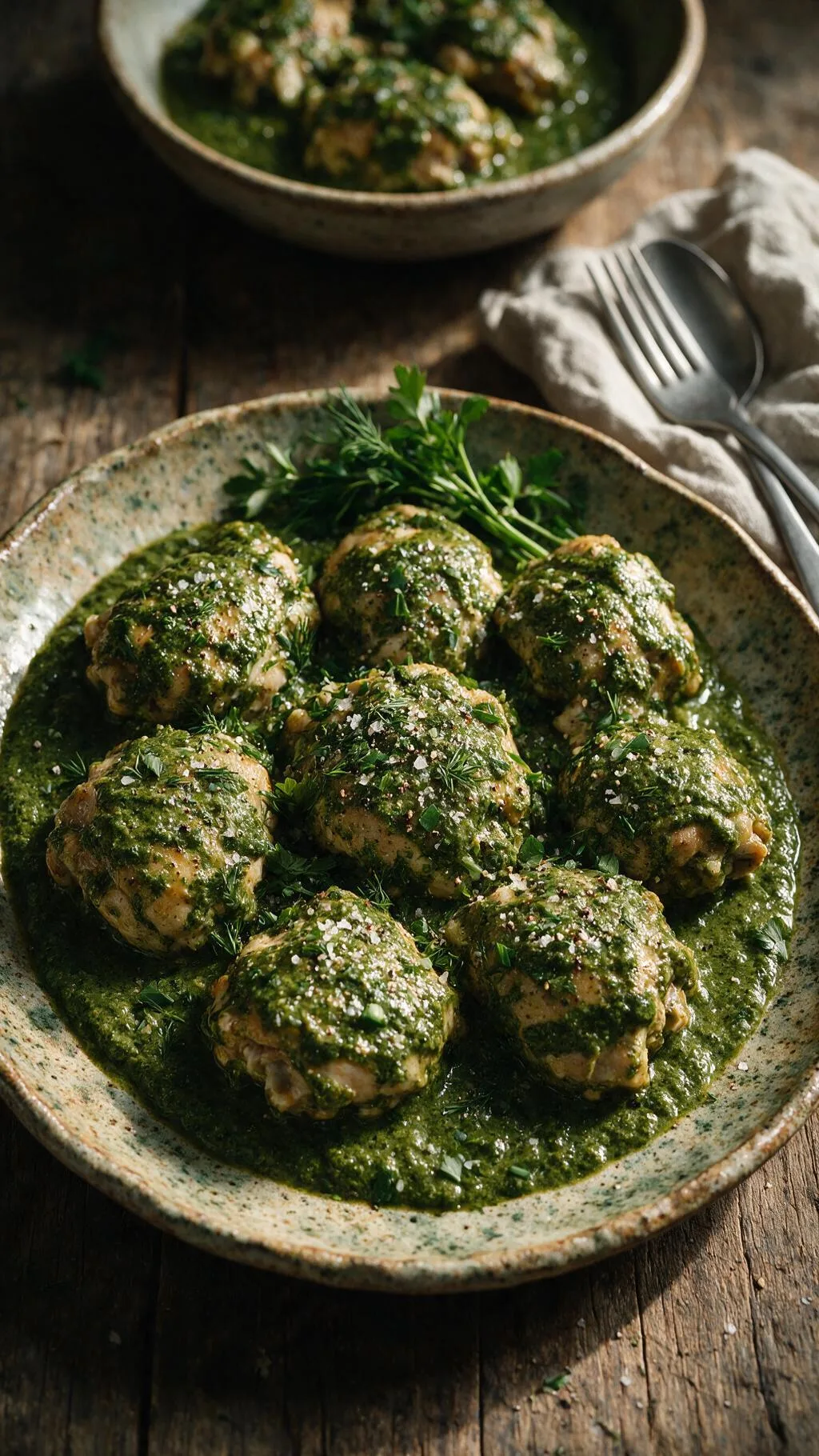 Geschmortes Hähnchen in Spinatsauce