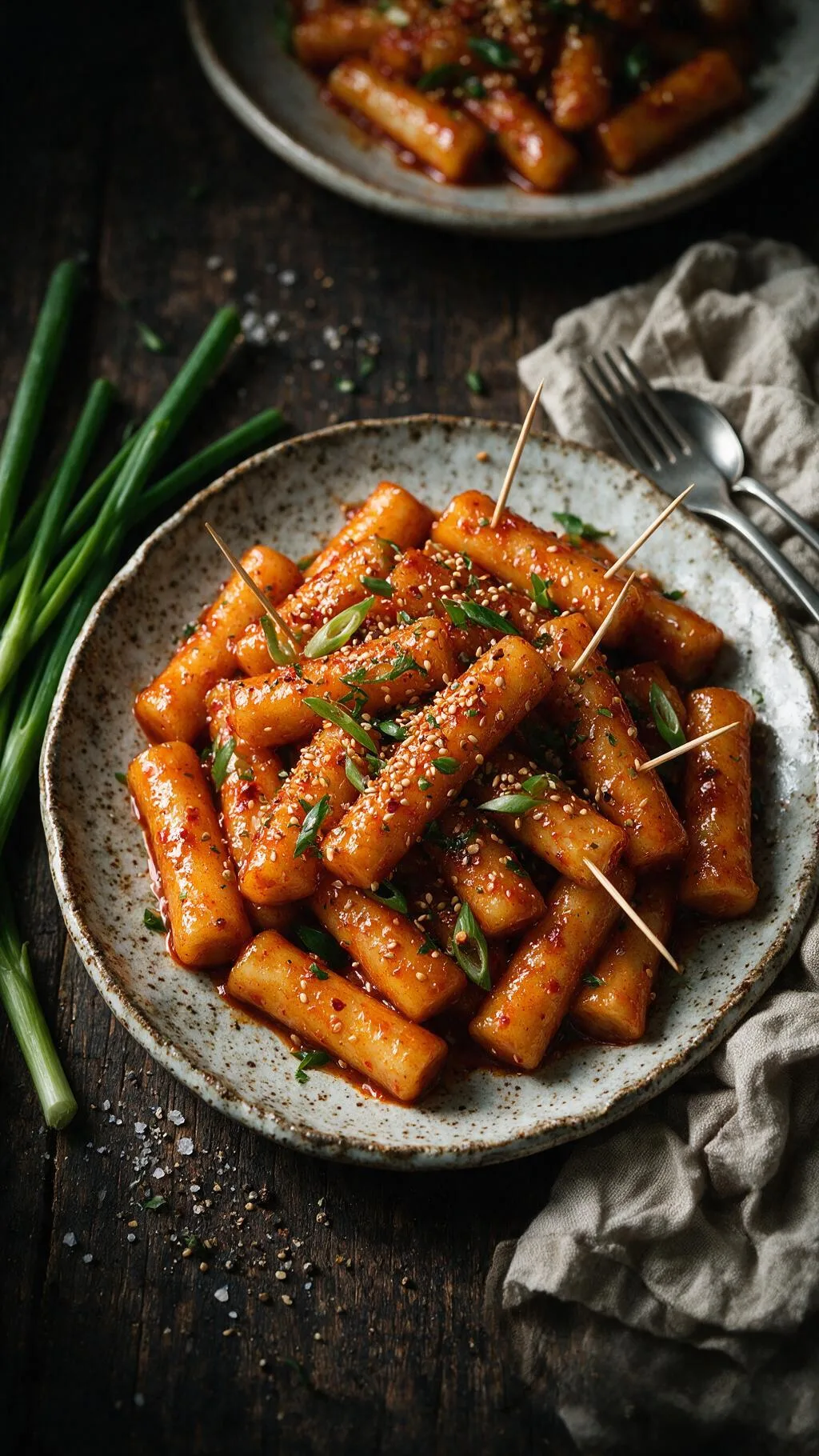 Tteokbokki, gebratene Reiskuchen