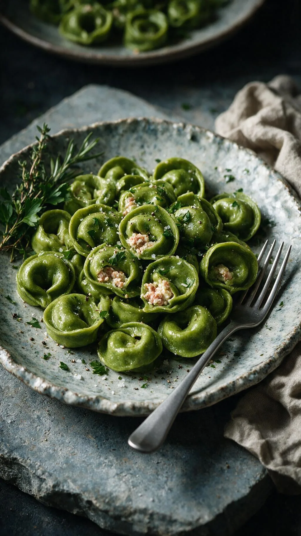 Grüne Tortellini mit Fleisch