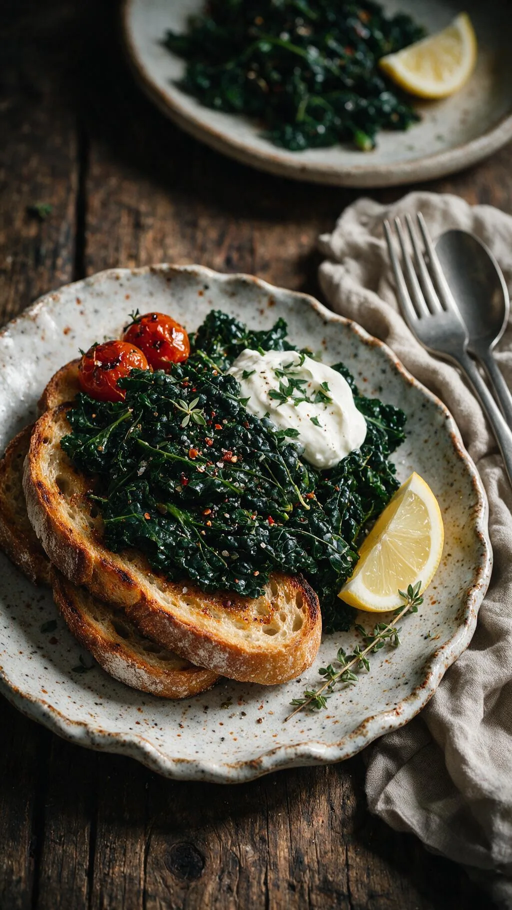 Grünkohl auf Toast