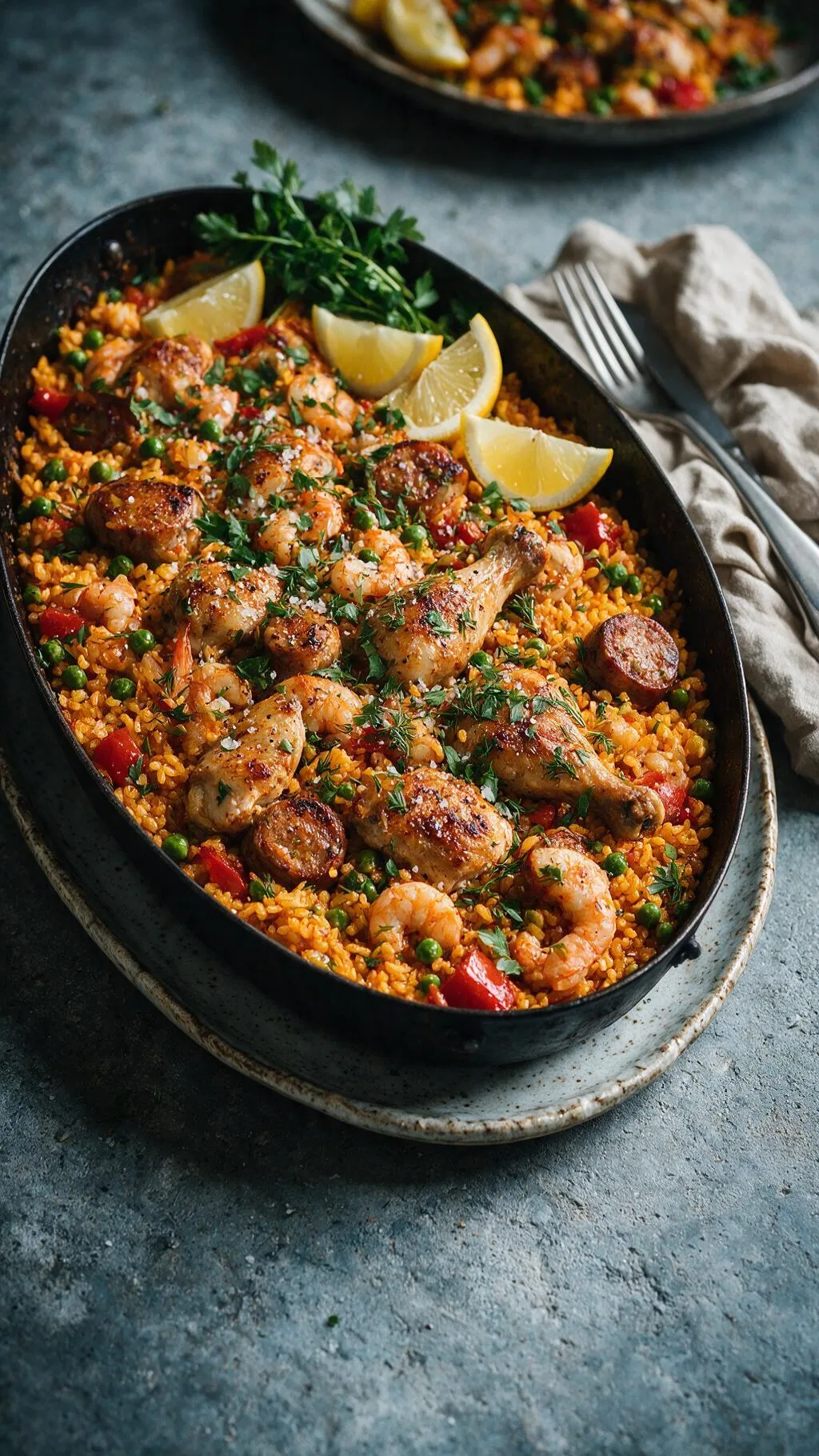 Hähnchen-Garnelen-Paella