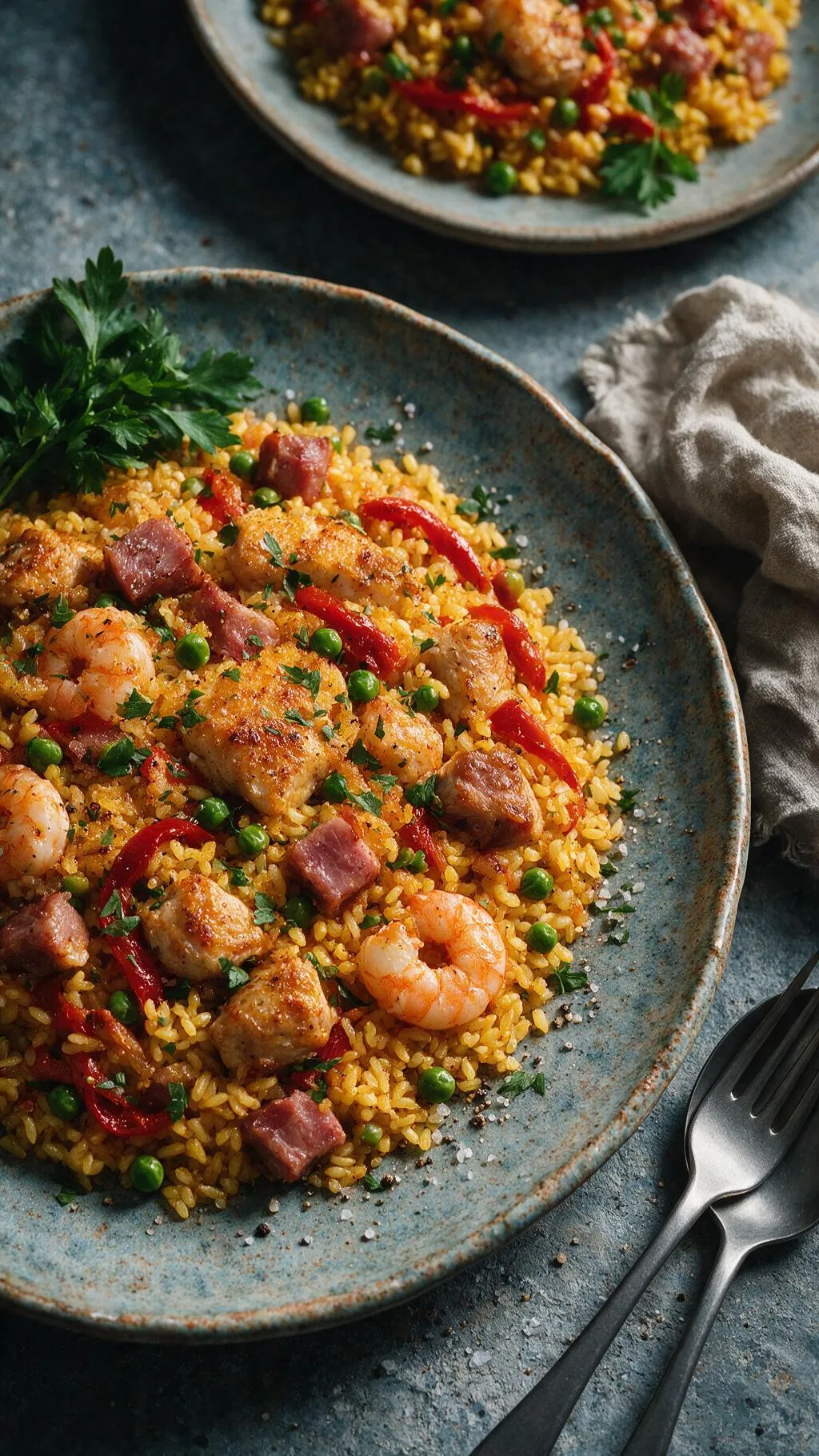 Hähnchen-Paella mit Schinken