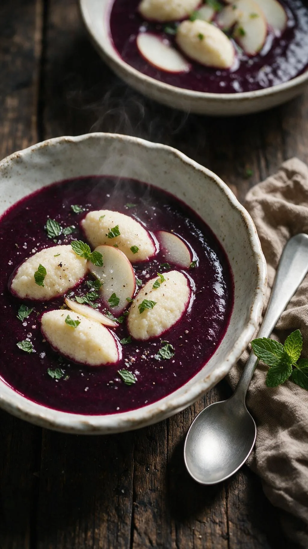 Holundersuppe mit Grießklößchen
